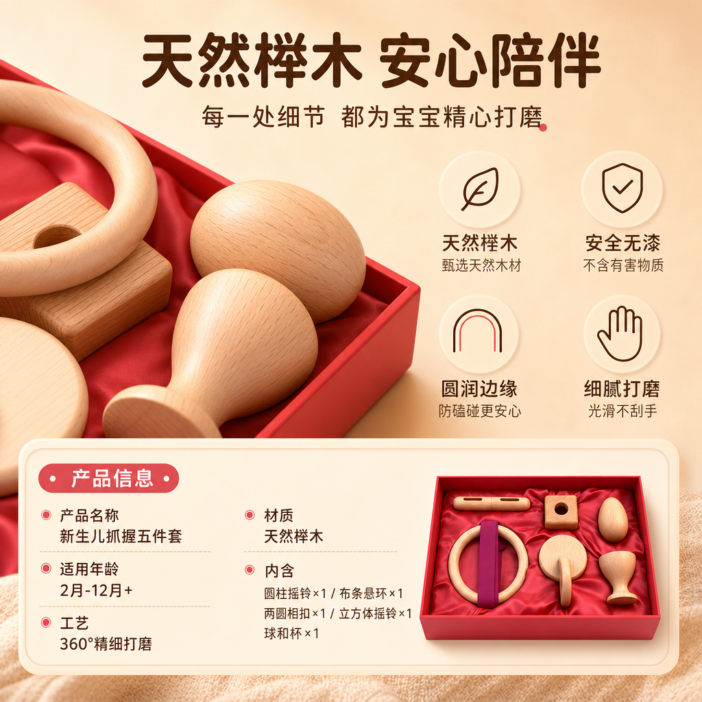 [商品] 使用【图1】五件套礼盒装；保留榉木材质、木纹纹理、五… - 图片创意预览
