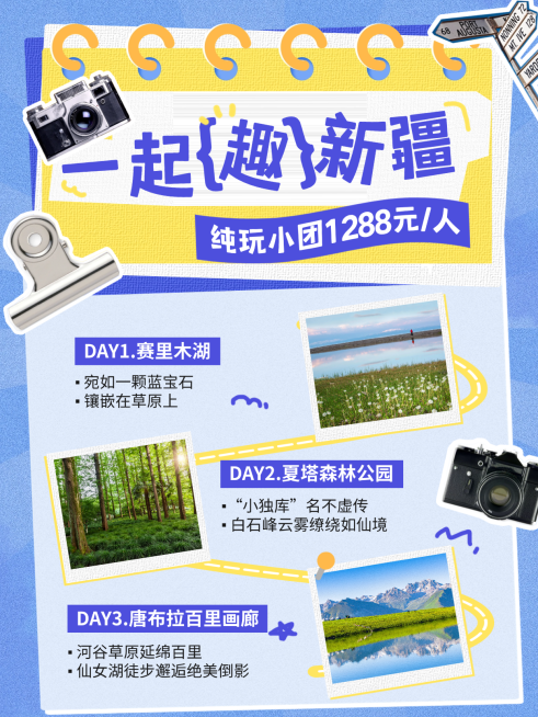 旅游出行新疆游小团旅游路线行程安排拼图小红书封面预览效果