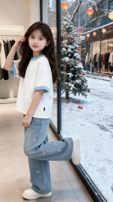 把图1的短袖和裤子给图的2的人物穿上，保留原场景光影，保持图2的人物的五官和发型不变，图片宽高尺寸不变，背景不变，鞋子变为白色运动鞋，人物姿势不变，保持图1的短袖和裤子的款式材质不变和颜色不变预览效果