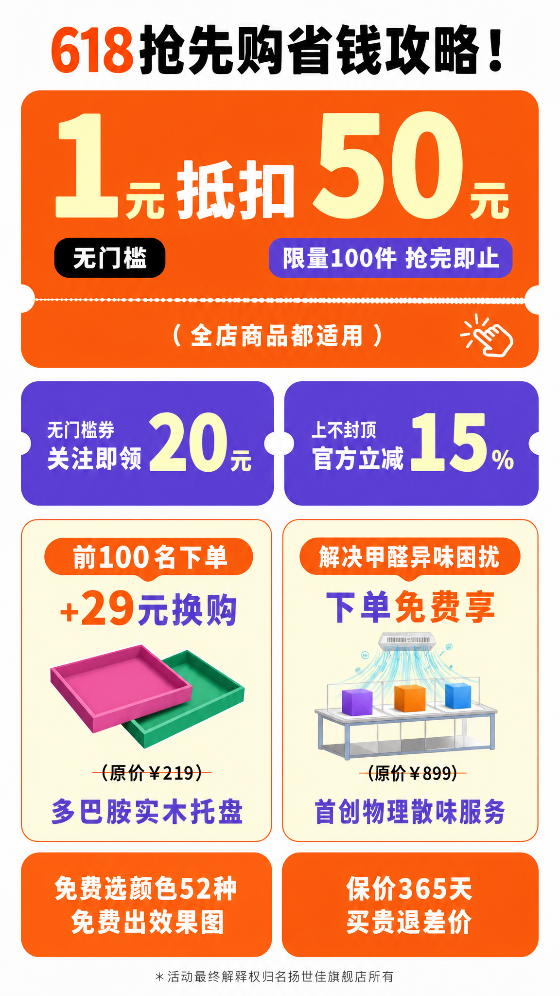 618抢先购电商促销多巴胺海报。画面展示618抢先购省钱攻略，… - 图片创意预览