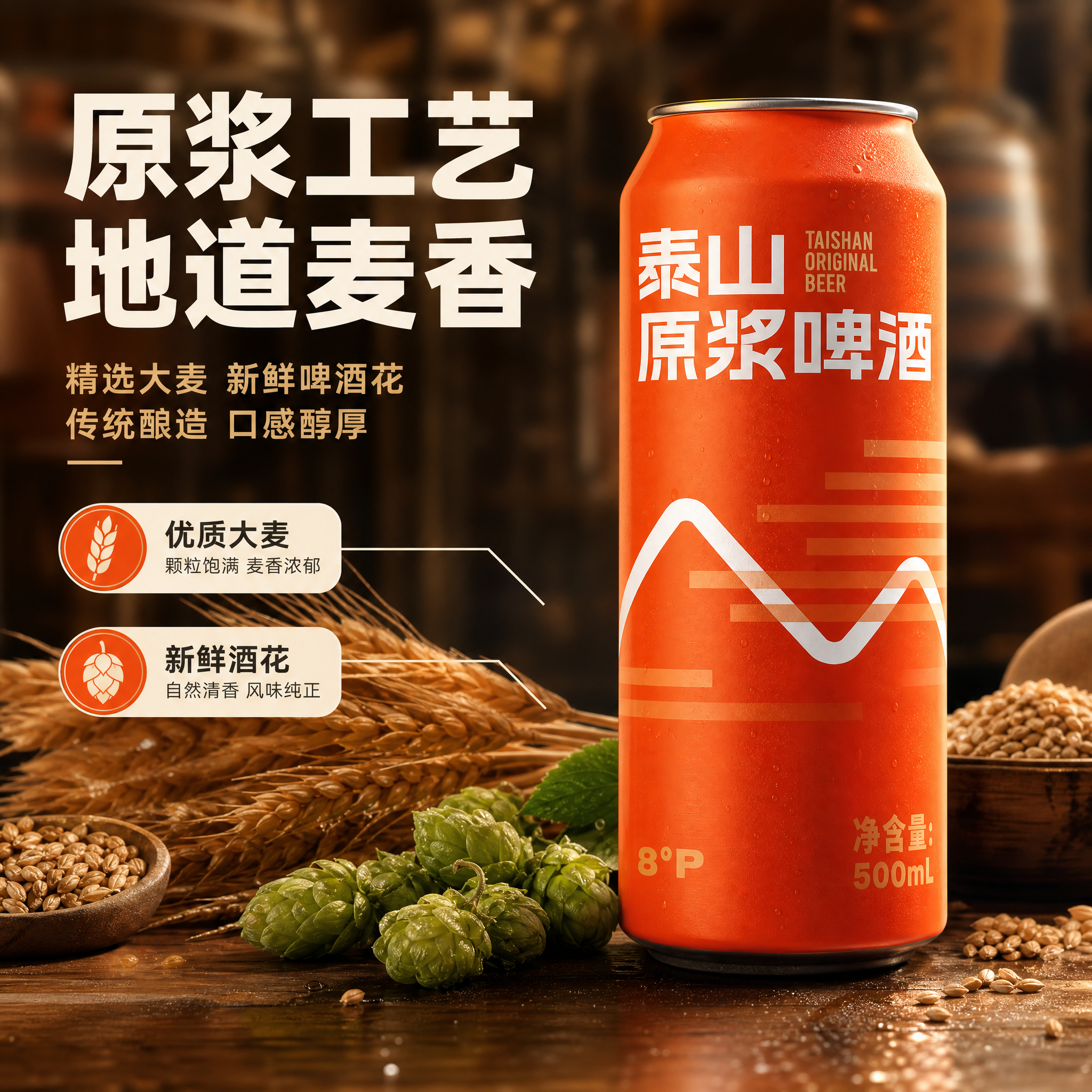 [主图-2] 核心亮点与工艺溯源，展示原浆啤酒的原料与工艺优势… - 图片创意预览