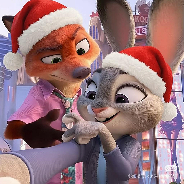 帮图片中的两个图像戴上圣诞帽