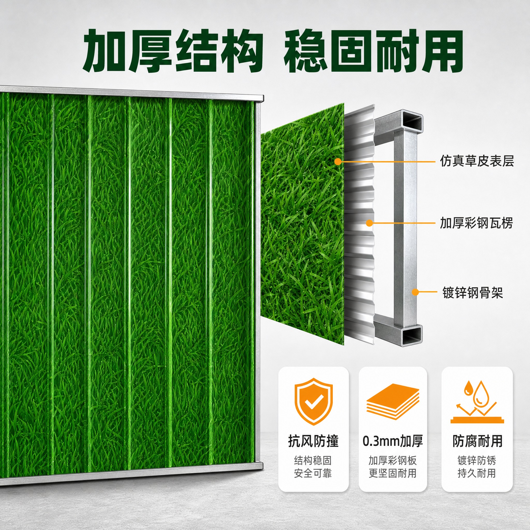 [主图-2] 核心卖点结构图，展示彩钢围挡的加厚板材结构与内部… - 图片创意预览