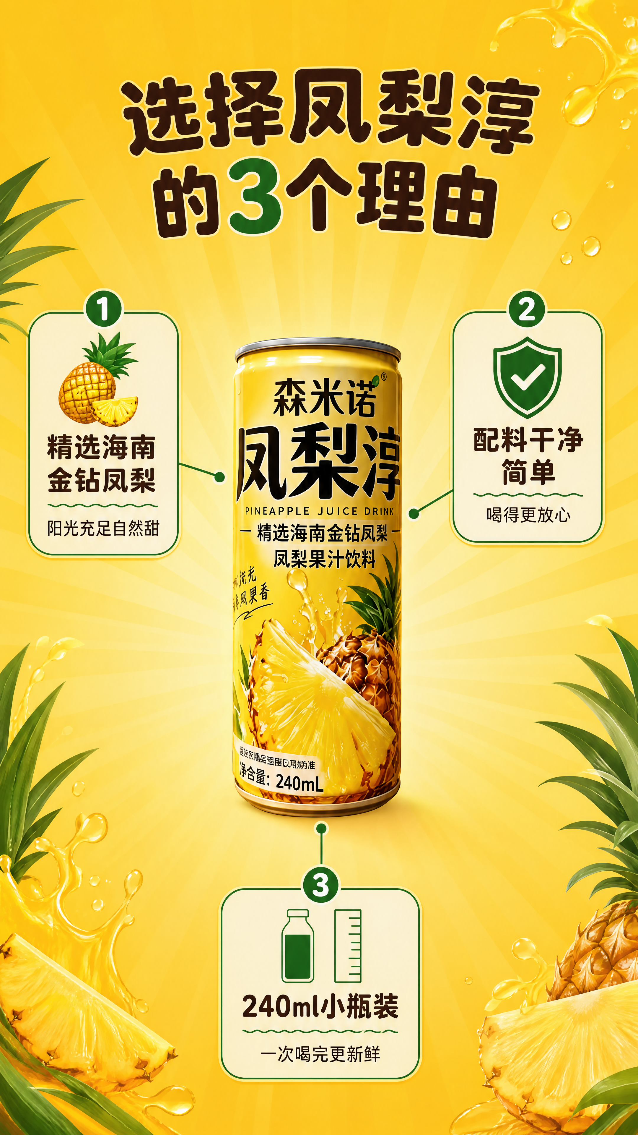 [商品] 使用【图1】森米诺凤梨淳细长易拉罐；保留罐体细长比例… - 图片创意预览
