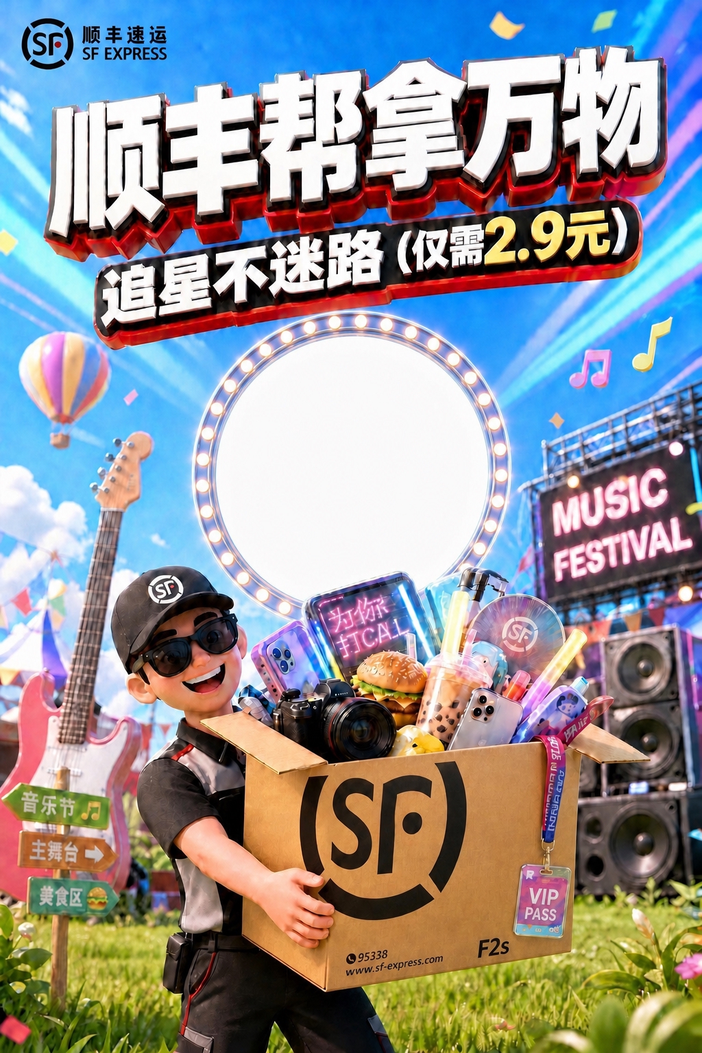 将画面中间的圆角矩形二维码放置区域改为圆形的二维码放置区域，圆… - 图片创意预览