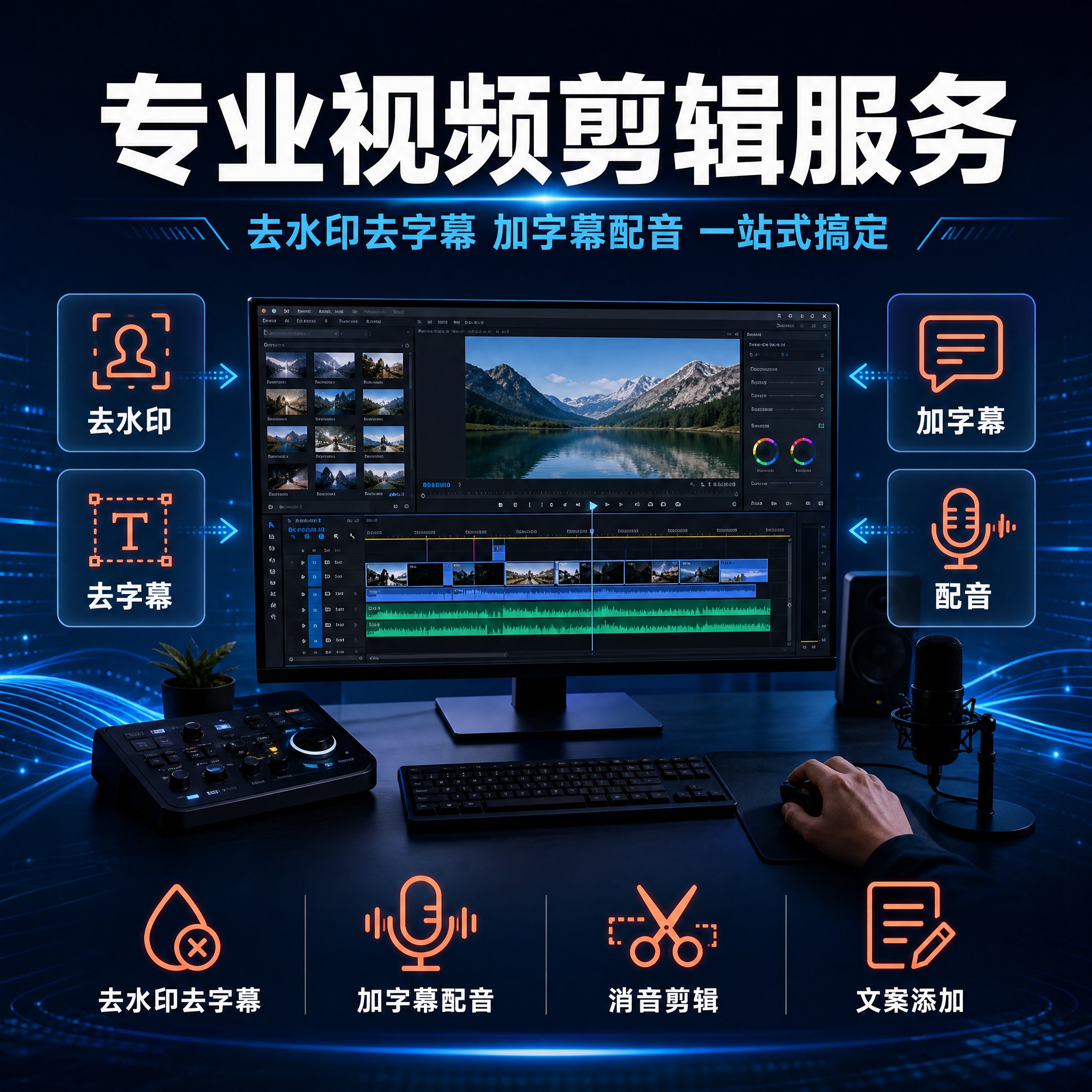 [主图-1] 服务主题与场景吸睛首图，展示专业视频剪辑服务的核… - 图片创意预览