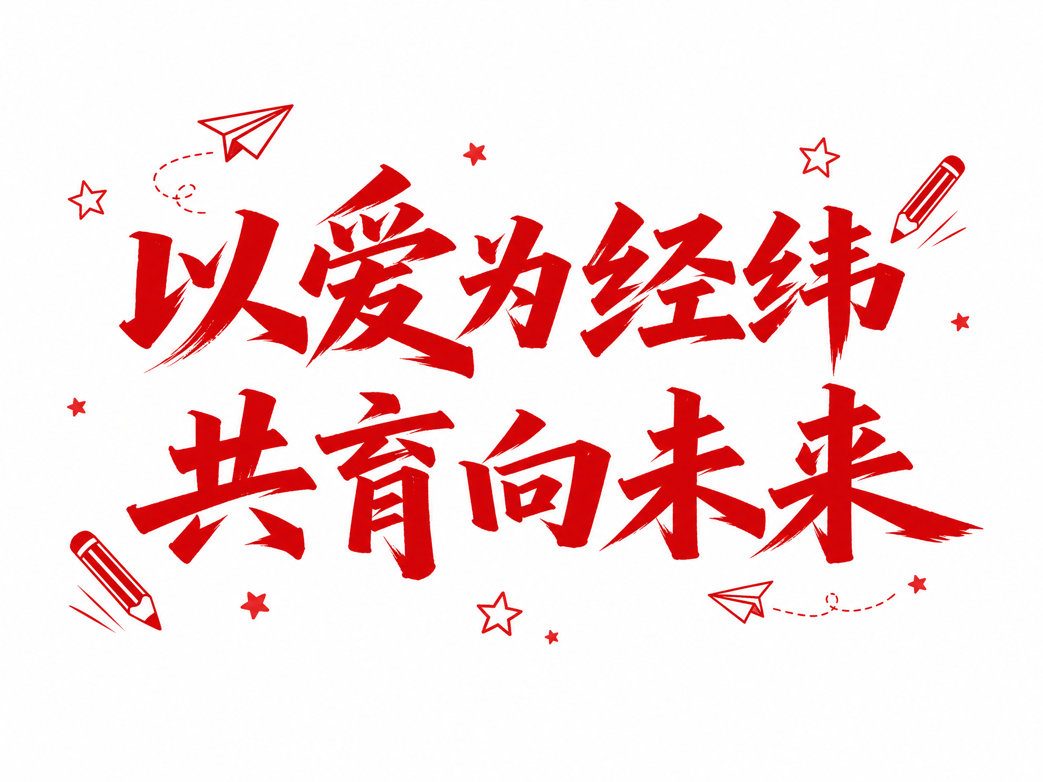 干净的纯白色背景。平面艺术字体设计，12个主体文字"以爱为经纬… - 图片创意预览