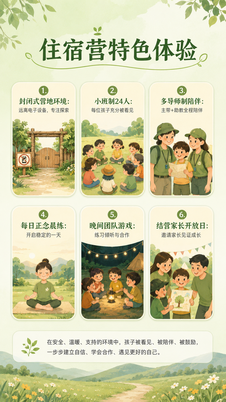 [第7屏] 营地特色体验展示详情图。 [氛围/风格] 温暖治愈… - 图片创意预览