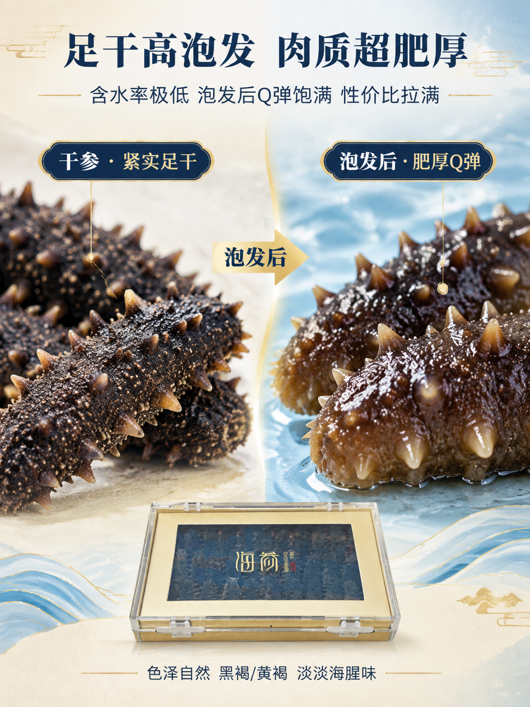 [商品] 使用【图2】透明亚克力海参盒内的干海参；保留干海参黑… - 图片创意预览