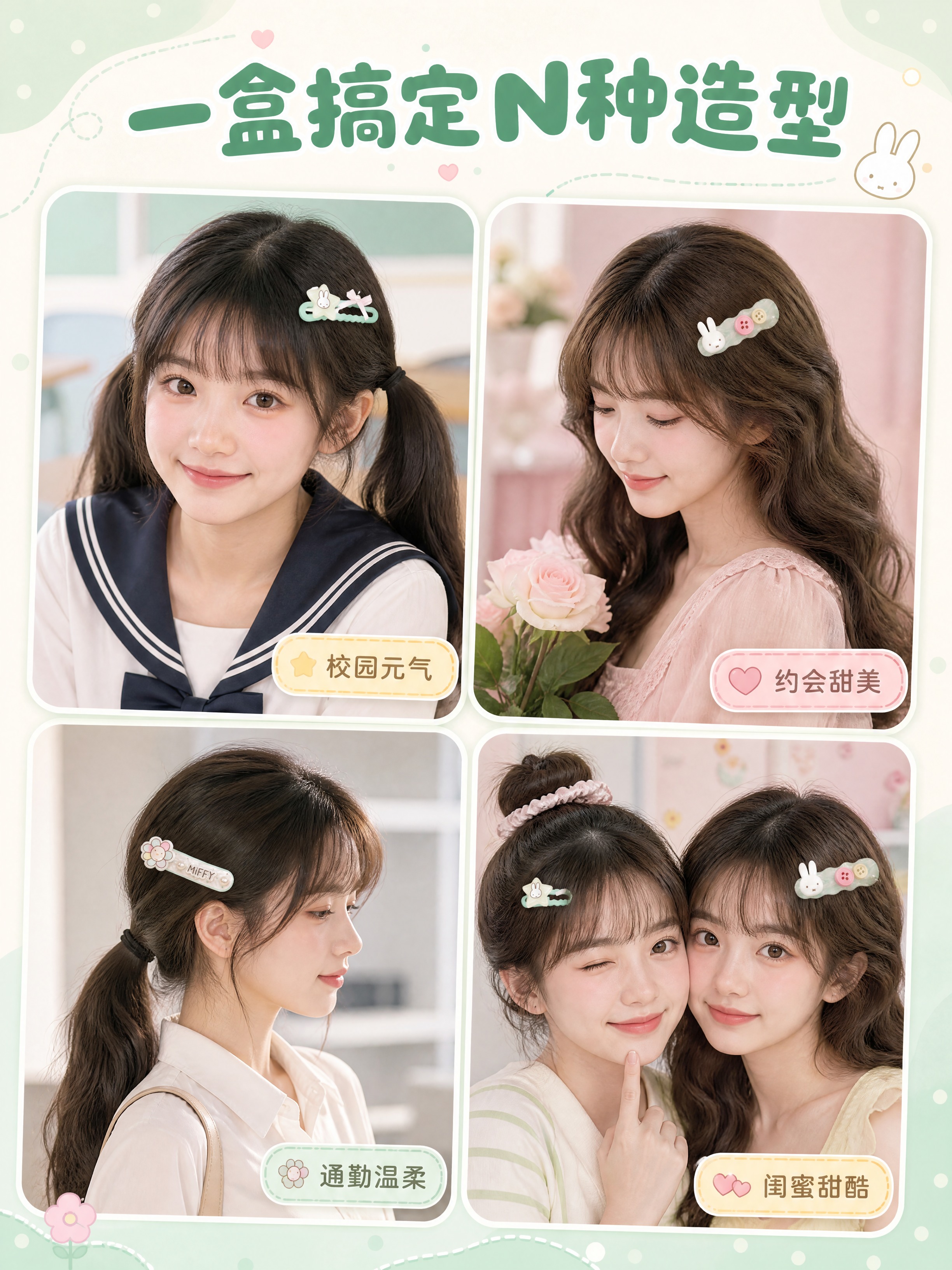 [商品] 使用【图1】米菲发夹三件套产品图作为发夹形象参考；发… - 图片创意预览