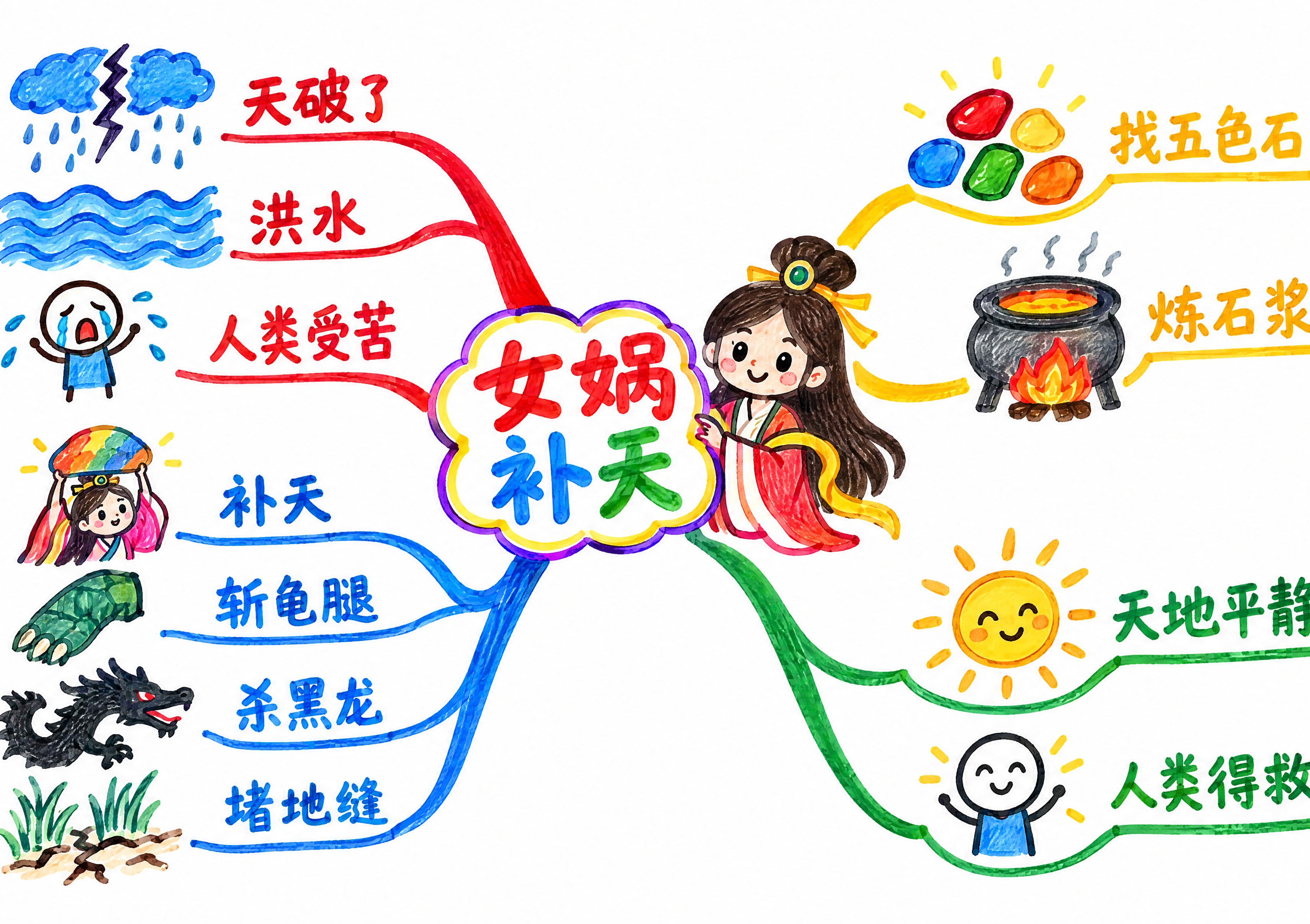 A4横版思维导图，比例297:210，纯白色干净背景像一张白纸… - 图片创意预览