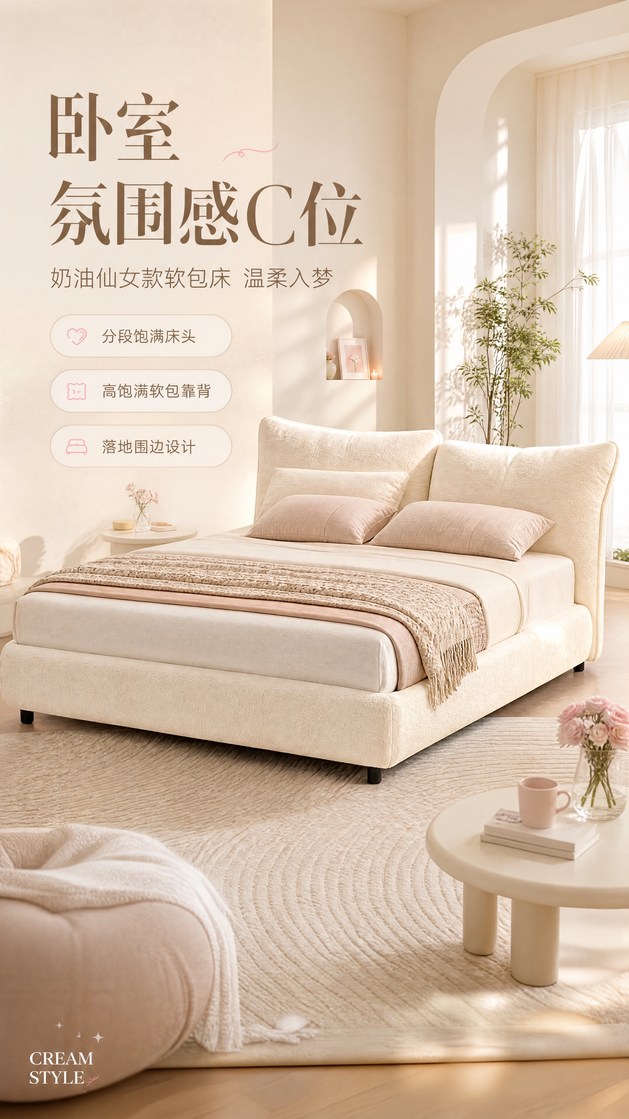 [商品] 使用【图1】深蓝色落地围边软包床；商品处理：保留分段… - 图片创意预览