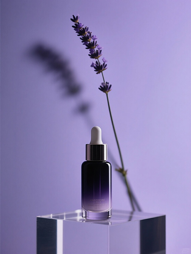 简约主义风格，紫色背景搭配薰衣草，营造梦幻清新感。