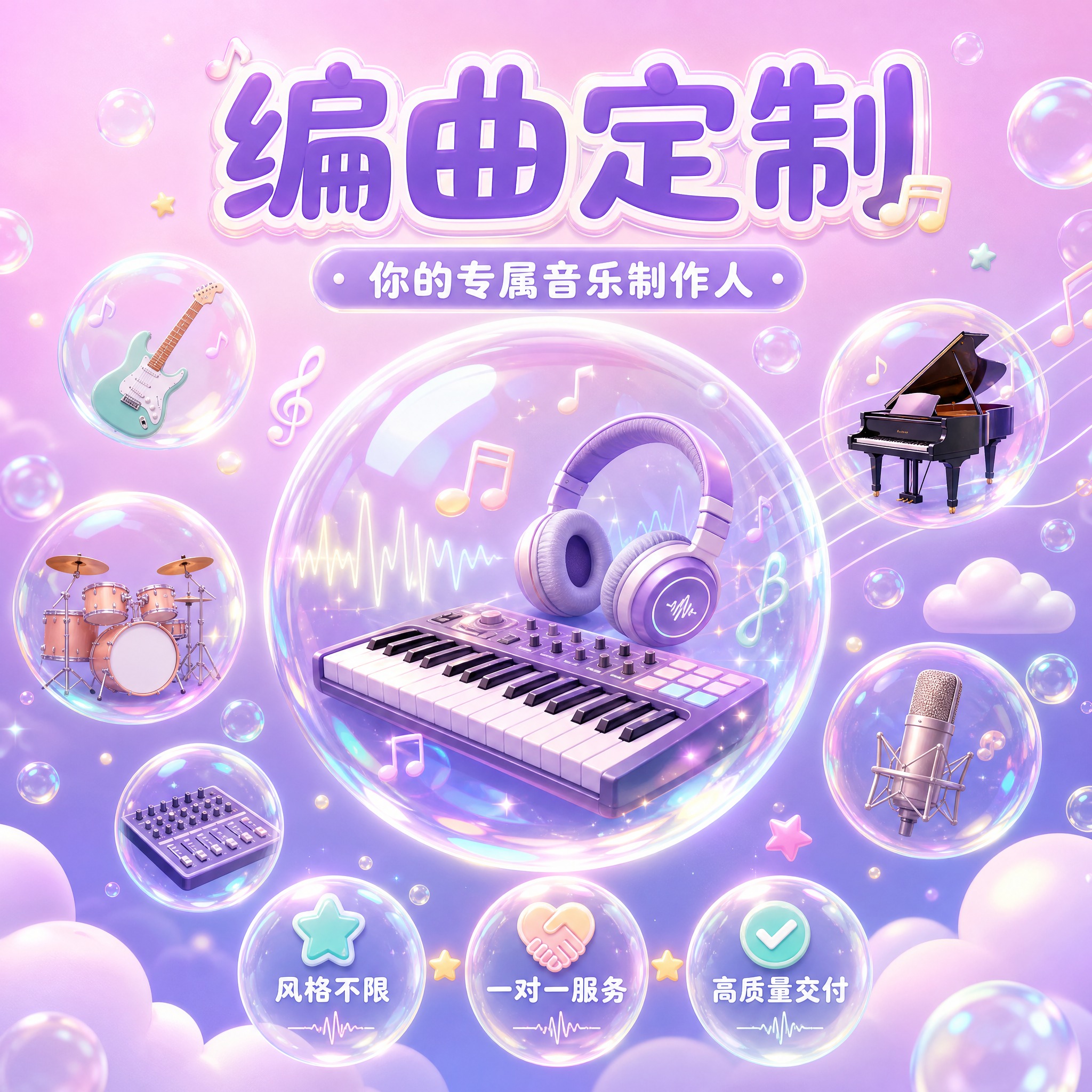 [主图-1] 服务主题与场景吸睛首图，编曲定制服务主视觉海报。… - 图片创意预览
