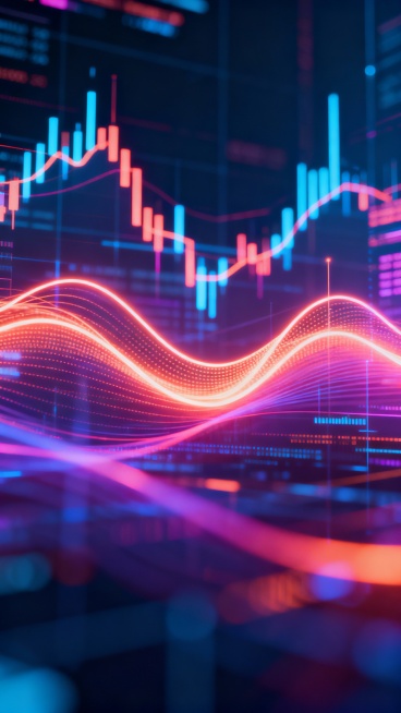 Crypto market energy wave background, glowing light waves and data pulses, dynamic motion blur, neo预览效果