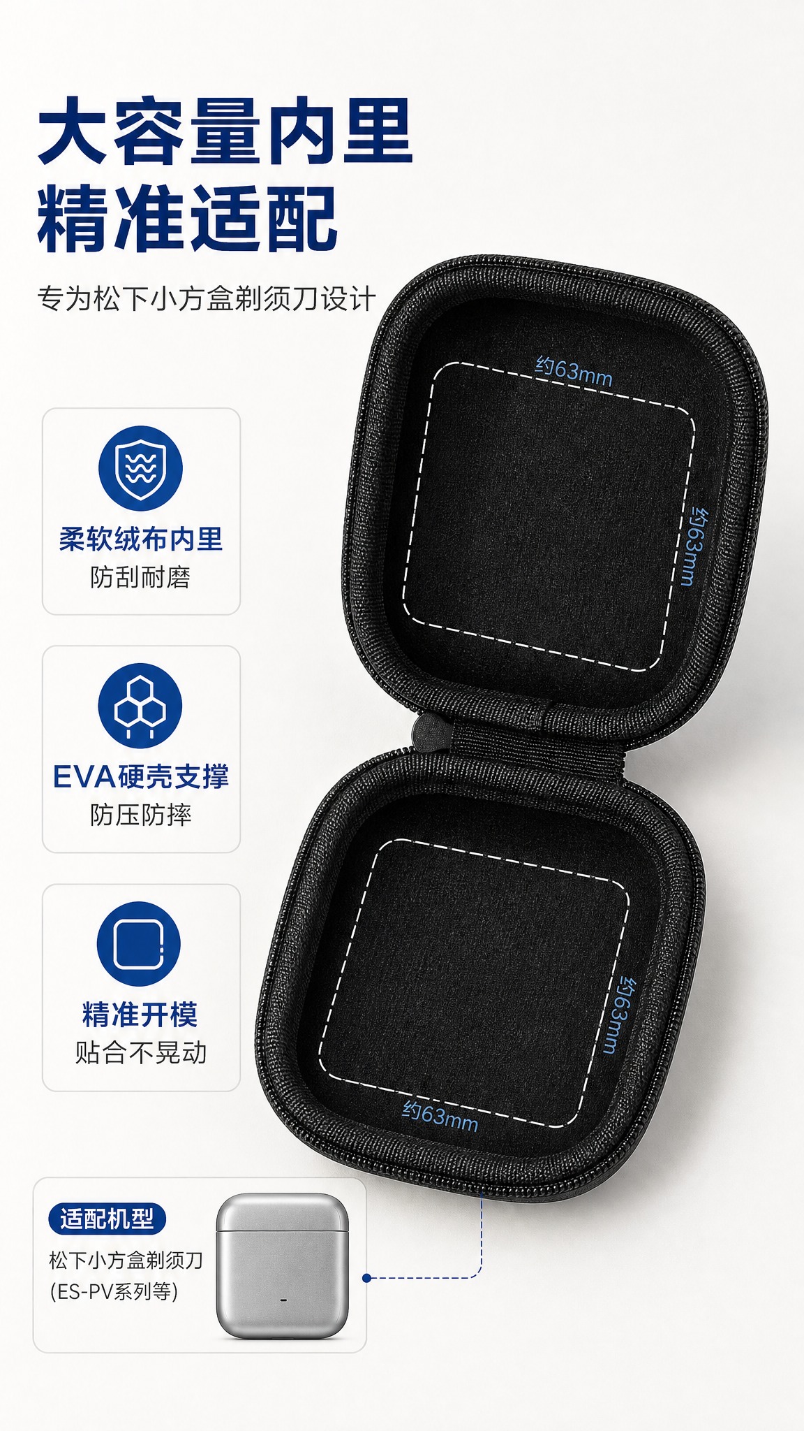 [商品] 使用【图1】【图4】黑色收纳包打开状态图；保留方形圆… - 图片创意预览