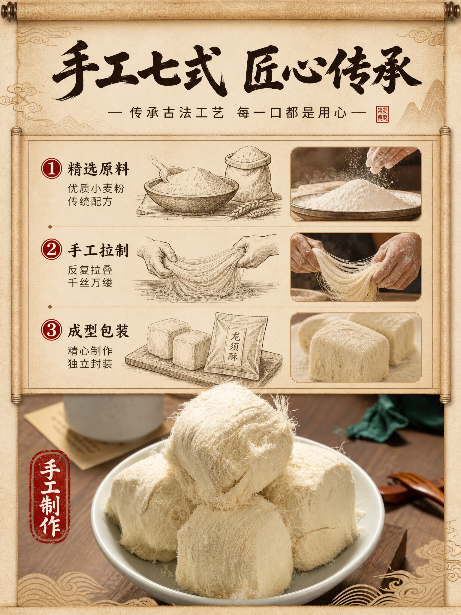 [商品] 使用【图1】【图2】西安龙须酥产品图作为成品展示；保… - 图片创意预览