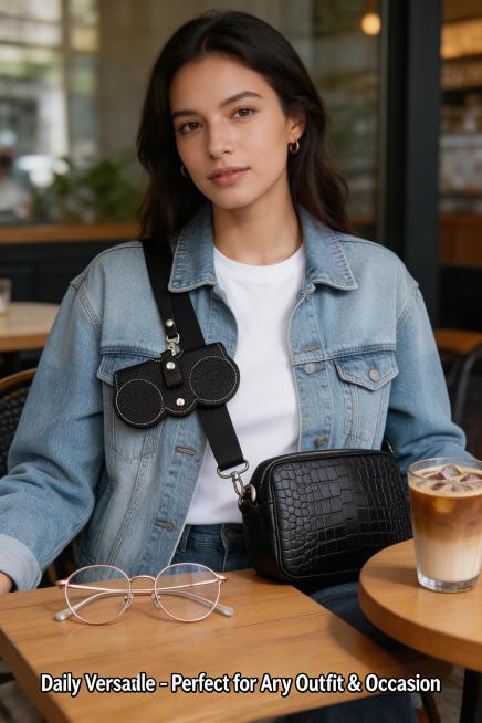 Lifestyle shot: The sunglasses case is attached to a stylish outfit, paired with a handbag and sungl预览效果