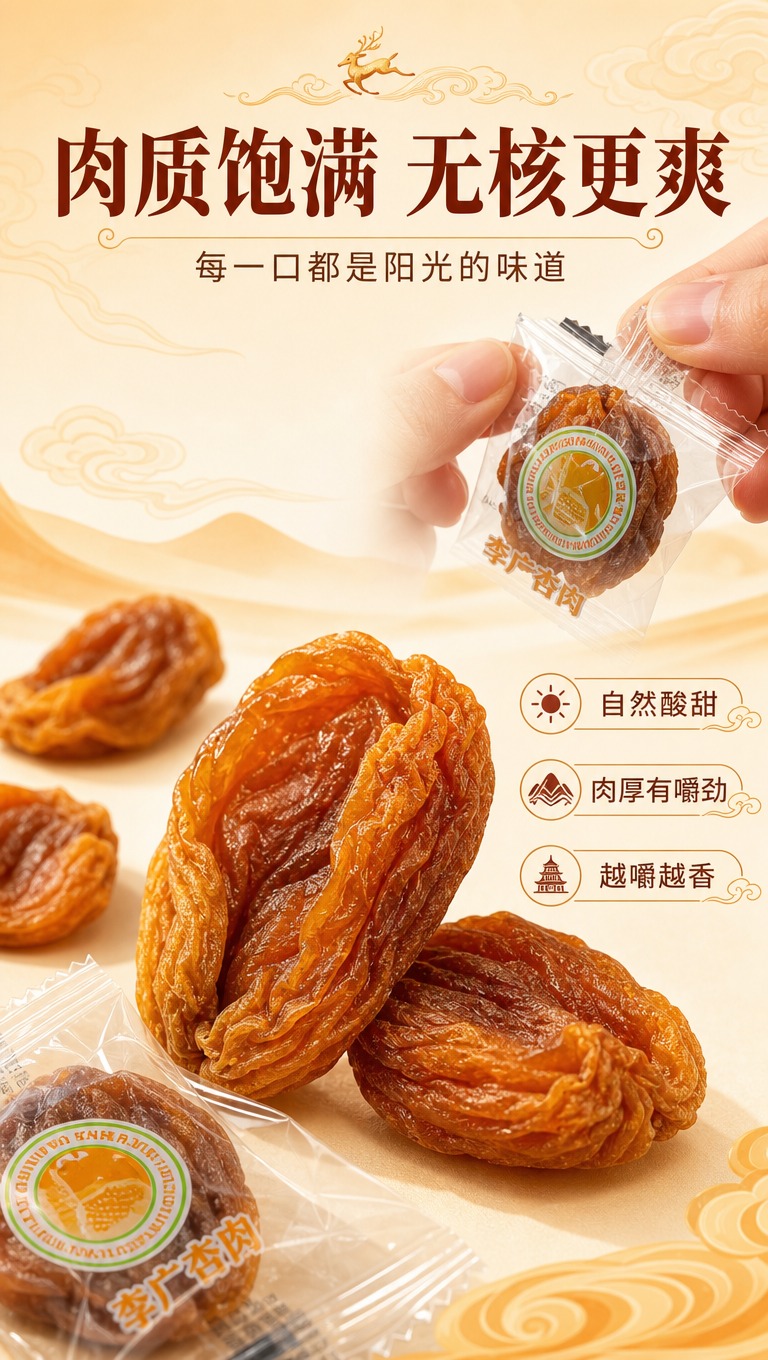 [商品] 使用【图5】李广杏肉特写图与【图1】独立小包装图；商… - 图片创意预览