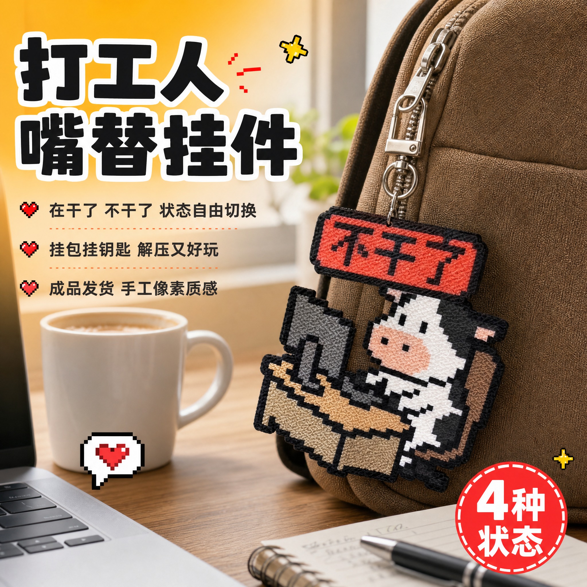 [主图-2] 成品款牛马打工版钥匙扣场景展示图，展示真实使用场… - 图片创意预览