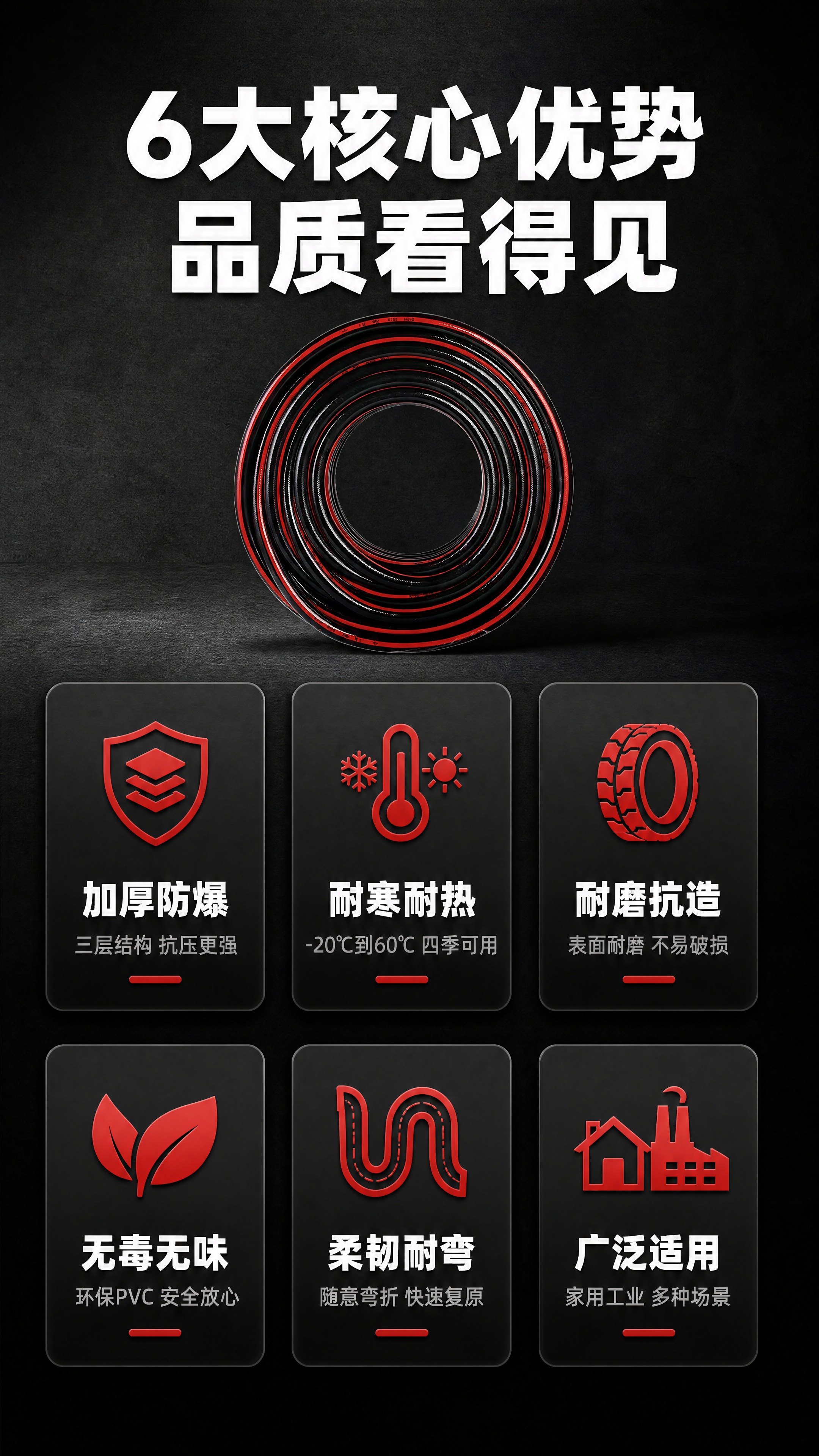 [商品] 使用【图1】黑红条纹PVC高压软管；保留成卷形态、黑… - 图片创意预览