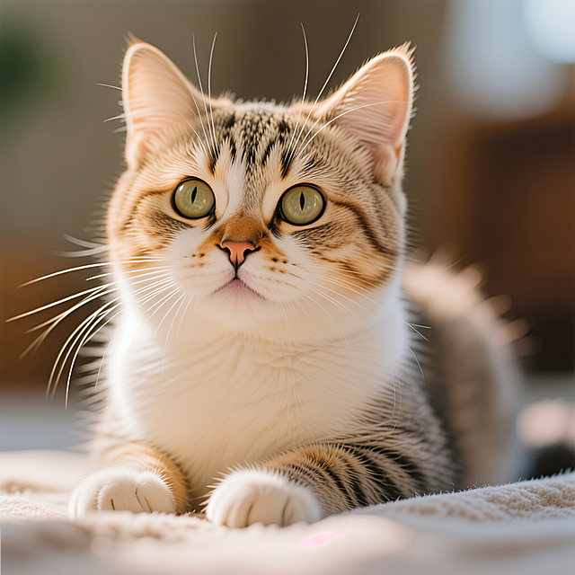 一只可爱的猫咪，自然温馨的风格，柔和的光影