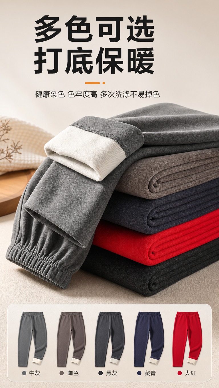 [商品] 使用【图3】男士德绒保暖裤多色叠放展示；保留中灰、咖… - 图片创意预览