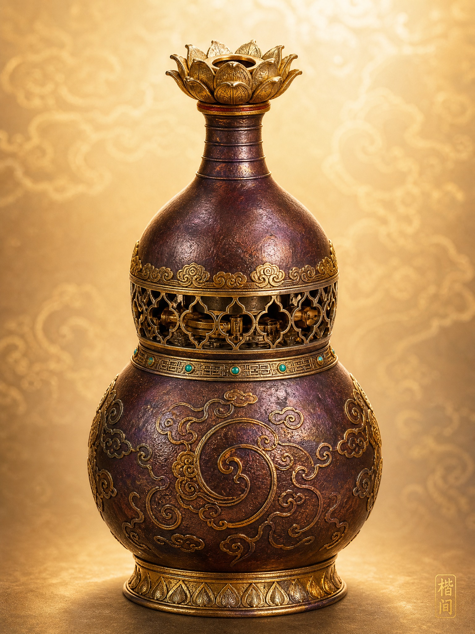 一只太上老君丹房里的紫金葫芦，掌中大小，重工细节，整体气质华贵… - 图片创意预览
