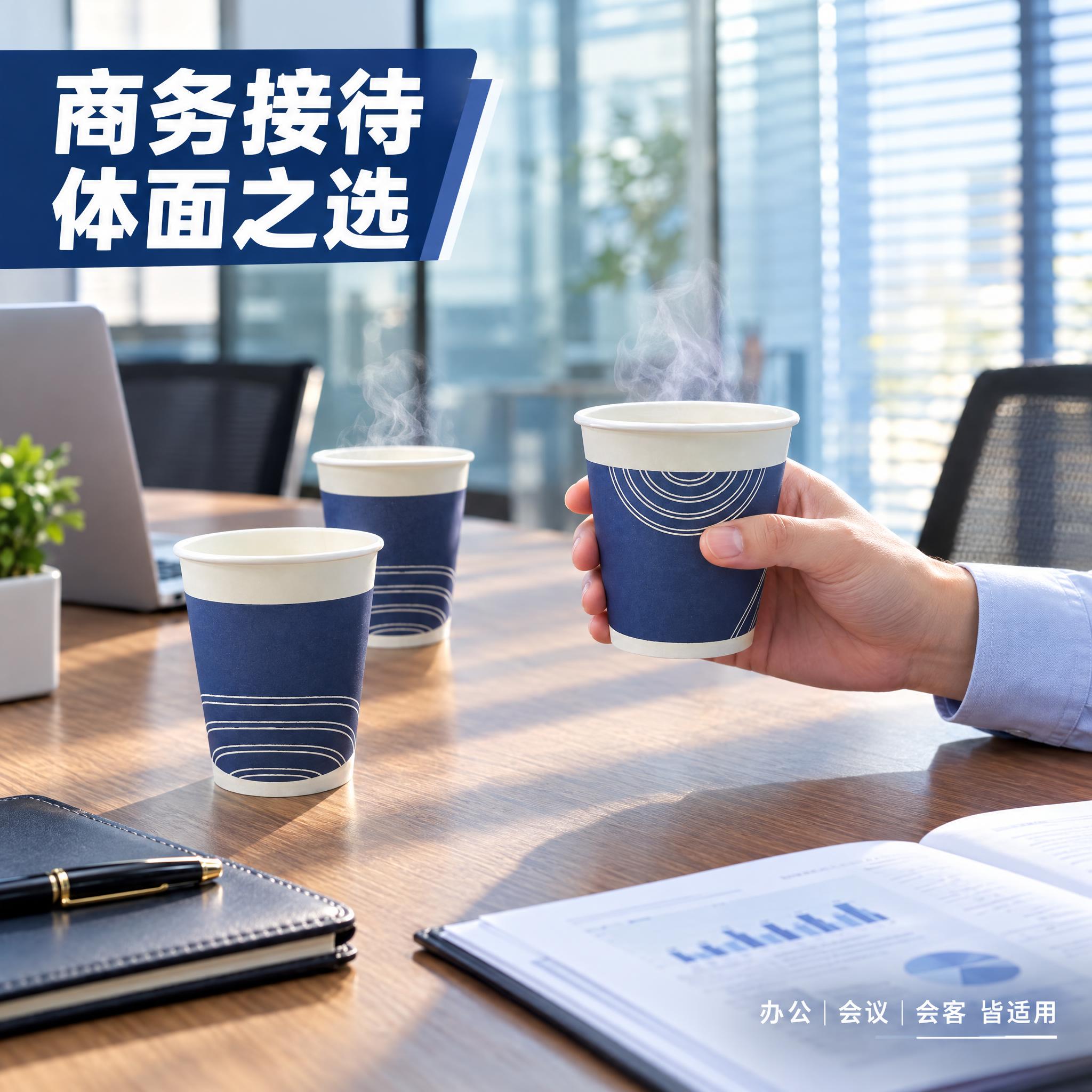 [主图-4] 真实办公场景图，展示商务纸杯在会议室接待场景中的… - 图片创意预览