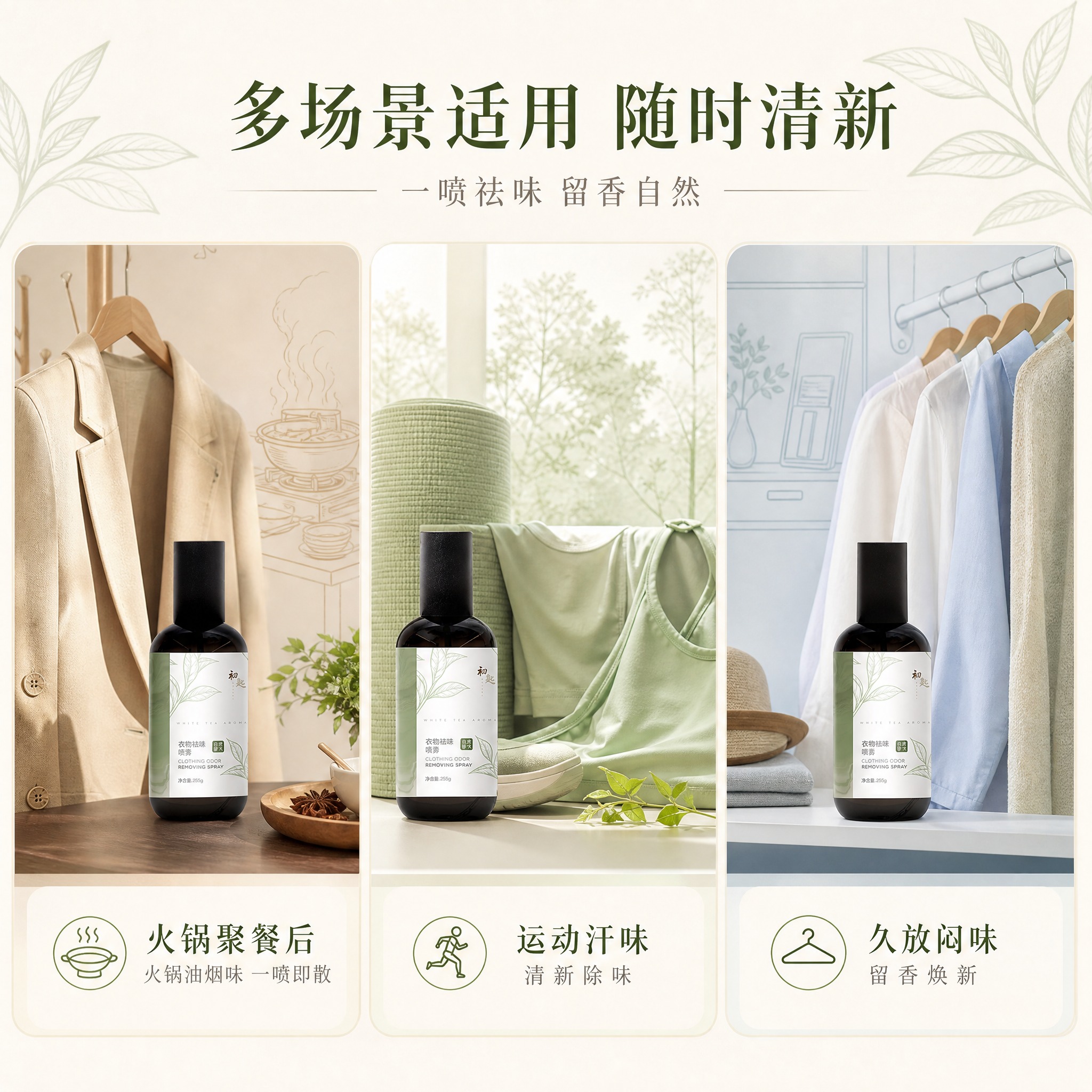 [主图-3] 使用场景展示，展示衣物祛味香氛喷雾在日常生活中的… - 图片创意预览