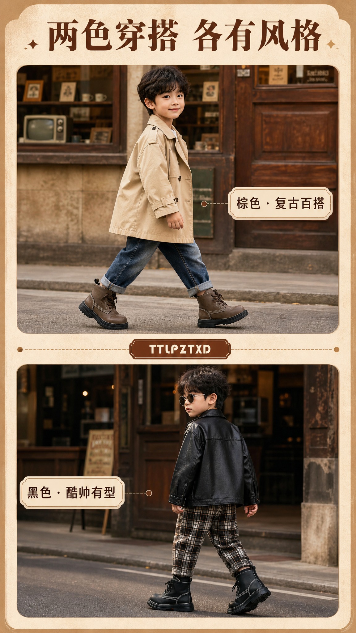 [商品] 使用【图2】棕色儿童马丁靴和【图3】黑色儿童马丁靴；… - 图片创意预览