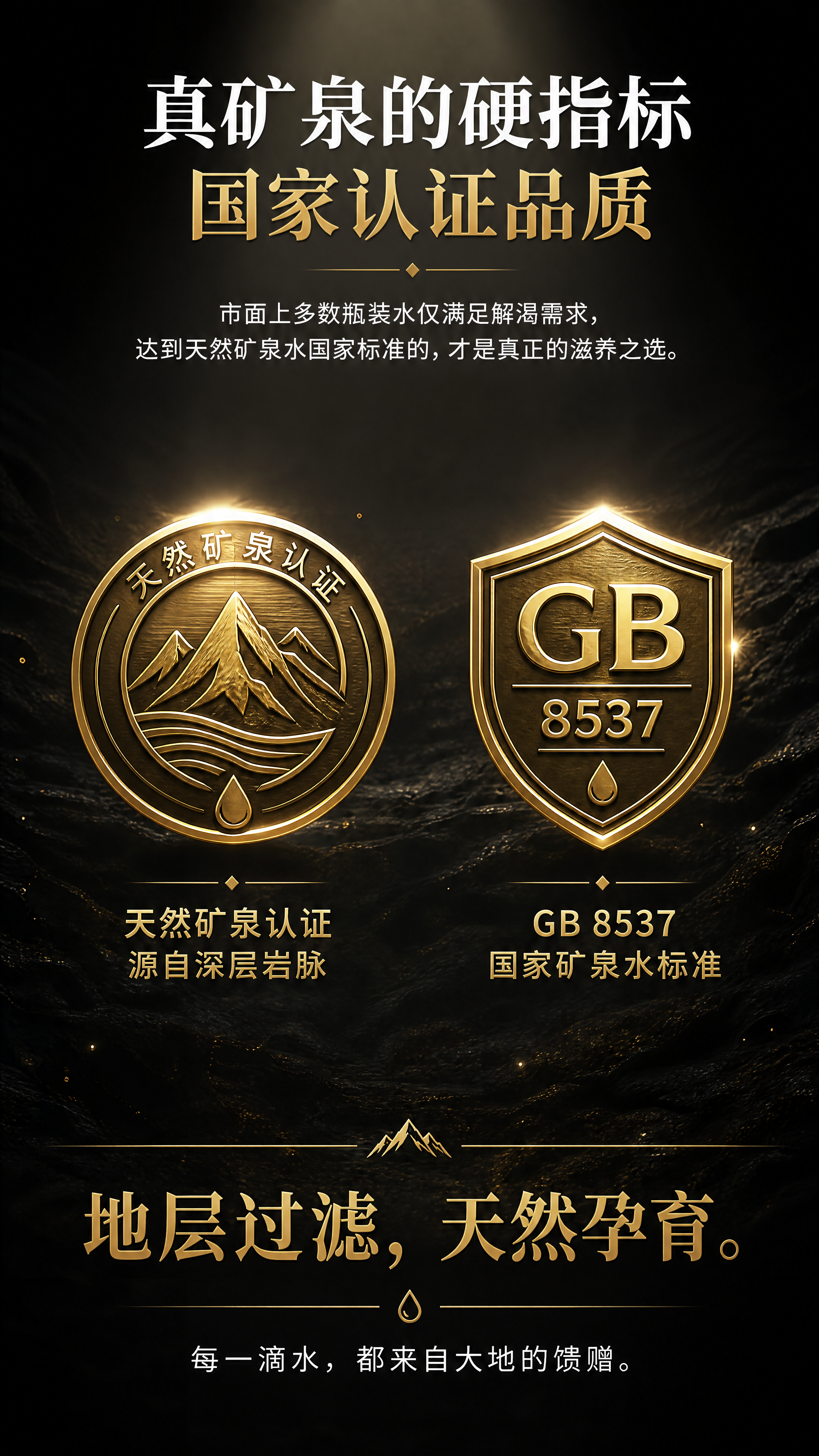 [小瓶第5屏 信任背书 统一黑金风格] 贵州泉饮用天然矿泉水3… - 图片创意预览