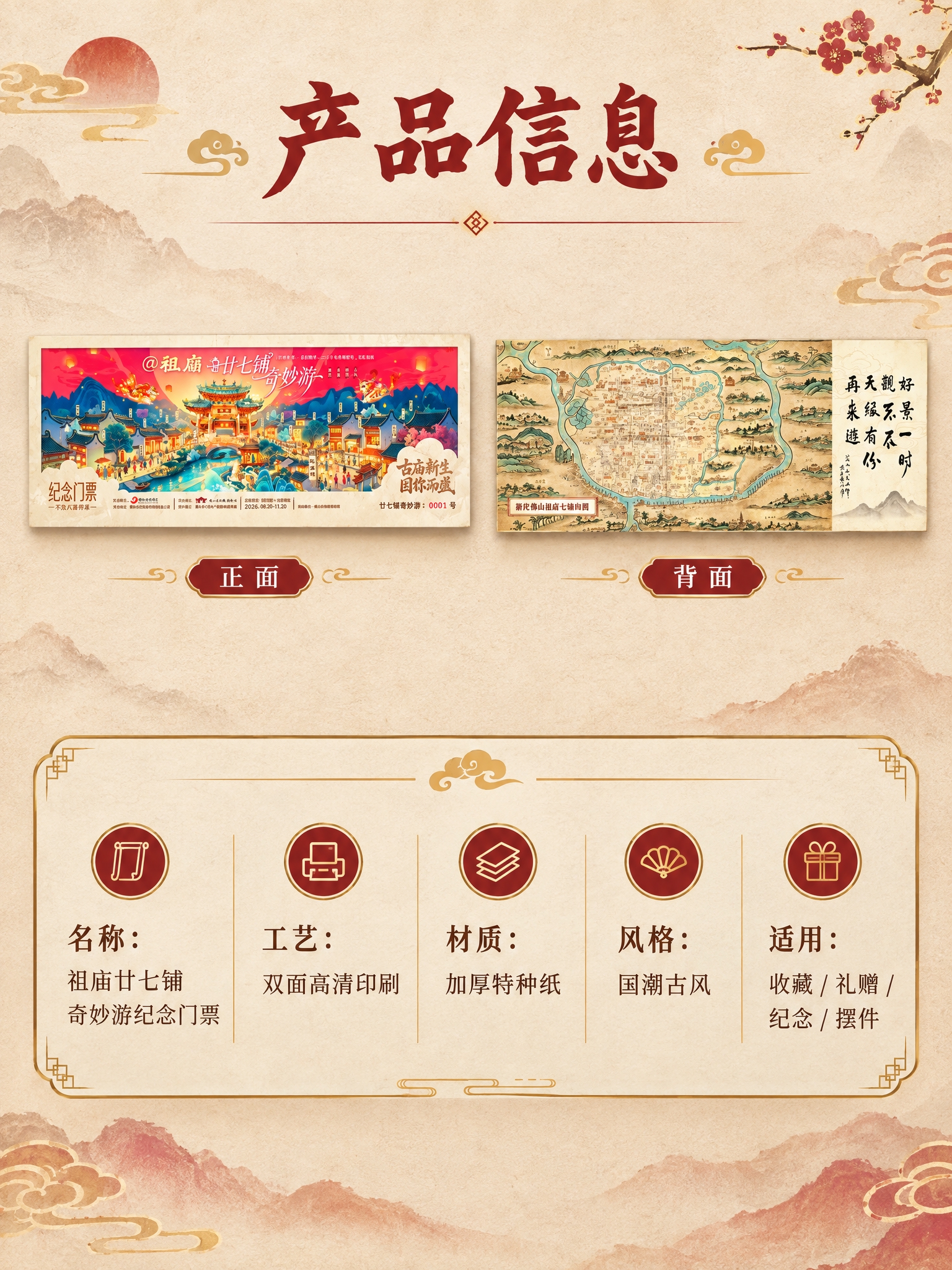 [商品] 使用【图1】佛山祖庙廿七铺奇妙游纪念门票（正反两面）… - 图片创意预览