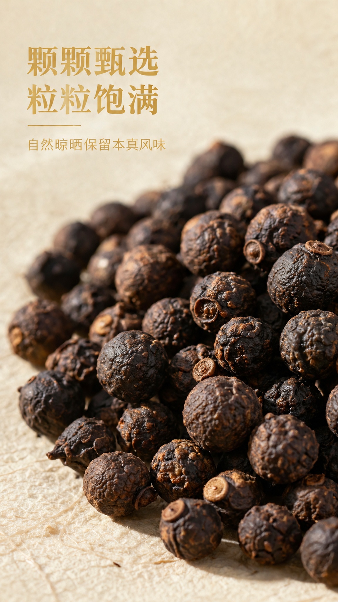 [第3屏] 口感质地特写-山苍子颗粒质感展示。本屏使用【图1】… - 图片创意预览