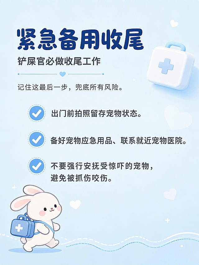 文章标题台风暴雨留守！宠物应激危险全规避
帮我生成小红书多页图文，画风可爱一些的，可以用淡蓝色为主题色，内容如下
很多人以为关好门窗就万事大吉，其实台风天气的静音隐患，远比我们想象的更致命⚠️
狂风噪音应激、渗水触电、高空坠物惊吓……
小小一个疏忽，就可能让毛孩子陷入危险。
整理了超全的台风宠物居家防护细则，新手铲屎官直接抄作业！
🌪️ 一、噪音应激：台风天宠物最大隐形杀手
划重点！猫狗对雷声、狂风噪音极度敏感。
超强台风的持续轰鸣，会让宠物出现严重应激反应。
轻则发抖、躲角落、拒食，重则疯狂撞笼、跳楼逃窜😭
记住这一点：
✅ 拉严所有窗帘，遮挡闪电光影、遮挡窗外狂风景象
✅ 全程开白噪音、轻音乐，掩盖风雨刺耳声响
✅ 把窝垫移到衣柜、次卧等室内避风安静角落
💧 二、杜绝渗水触电：排查所有高危区域
台风天雨水倒灌、窗户渗水是高频问题。
宠物好奇心极强，爱舔积水、啃电线，风险极高！
【高危点位务必提前封堵】
✅ 阳台、飘窗、窗户缝隙提前用胶带、毛巾封紧
✅ 落地插座、拖地电线全部收纳、断电收好
✅ 及时清理地面积水，避免宠物舔舐漏电积水
🚪 三、门窗封闭：绝对不要留通风缝隙
很多主人习惯留小窗通风，台风天千万别这么做！
强风负压会硬生生撑开缝隙窗户，导致坠窗风险❗️
同时大风会裹挟杂物、雨水灌入，惊吓宠物。
记住：台风天居家，门窗全封闭就是最安全的通风
🍚 四、饮食如厕：提前备好充足物资
台风天可能突发停水停电、居家被困。
独自留守的宠物，物资必须提前备足！
✅ 多放2-3处清水碗，避免打翻断水
✅ 足量粮食分装摆放，防止断粮
✅ 猫咪多铺猫砂，狗狗备好尿垫，无需憋尿憋便
🧸 五、环境清空：移除所有危险杂物
强风晃动会带动室内物品坠落、移位。
极易砸伤、困住慌乱中的宠物。
✅ 收走阳台花盆、衣架、易碎摆件
✅ 收纳剪刀、塑料袋、细线等易误食缠绕物品
✅ 关闭衣柜、柜门，防止宠物被夹困
🆘 六、紧急备用：铲屎官必做收尾工作
记住这最后一步，兜底所有风险！
✅ 出门前拍照留存宠物状态、定位
✅ 备好宠物应急药包、联系就近宠物医院
✅ 绝不强行安抚应激宠物，避免被抓伤咬伤
💬 结语：
风雨再大，也要守护家里的小毛球～
希望所有铲屎官和宠物，都能平安度过台风季！