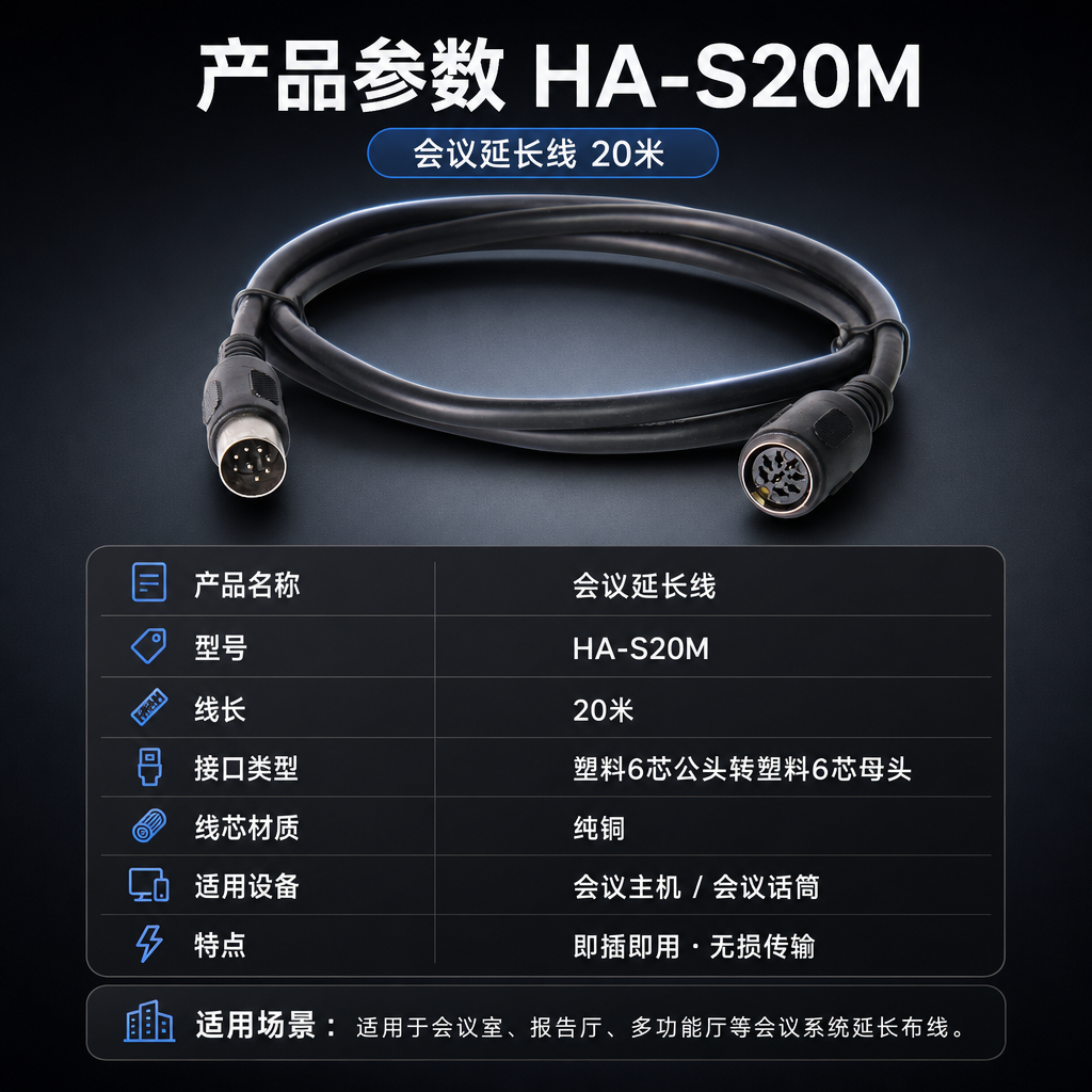 [商品] 使用【图1】会议延长线HA-S20M；保留黑色线身、… - 图片创意预览