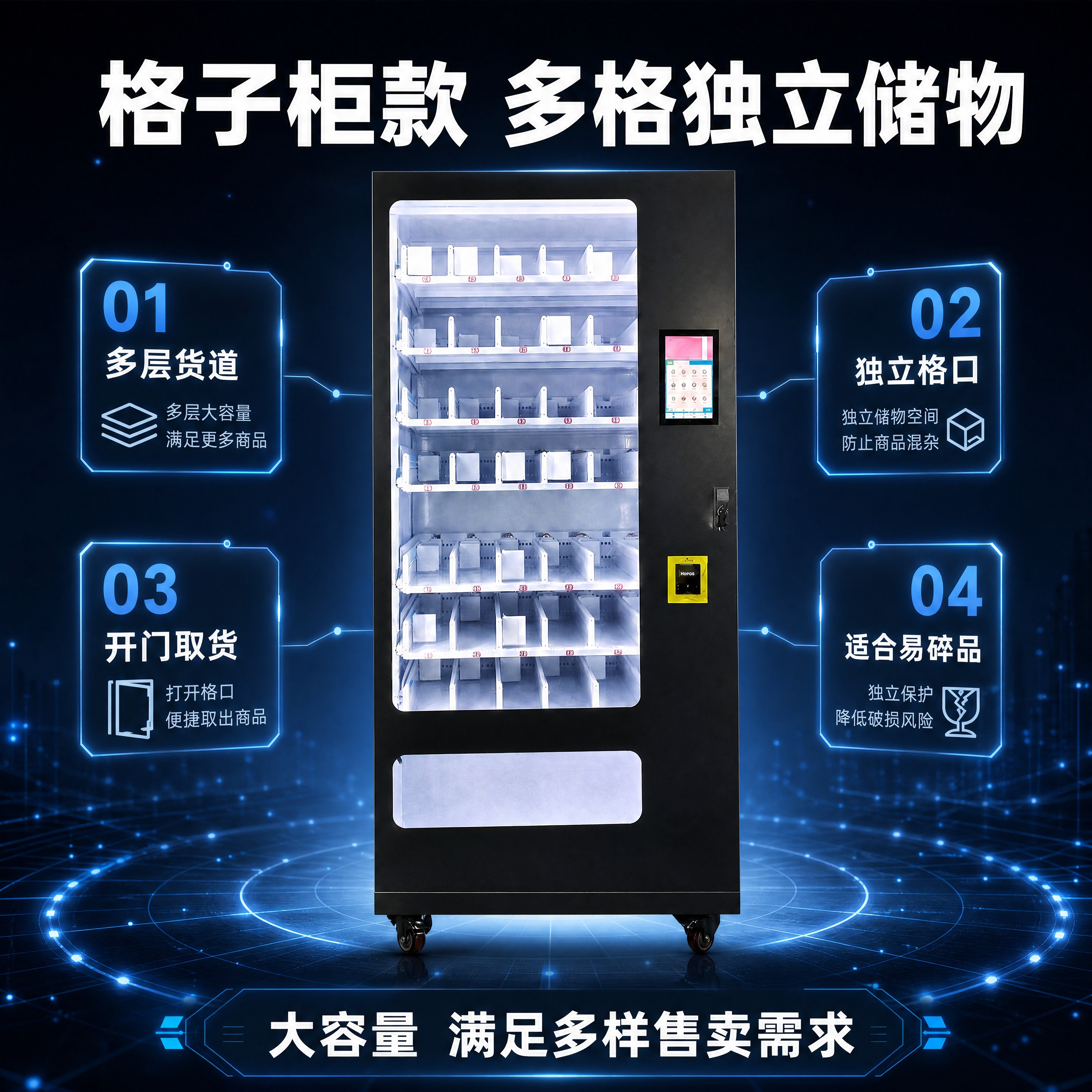 [商品] 使用【图2】格子柜货道款智能自动售货机；保留黑色机身… - 图片创意预览