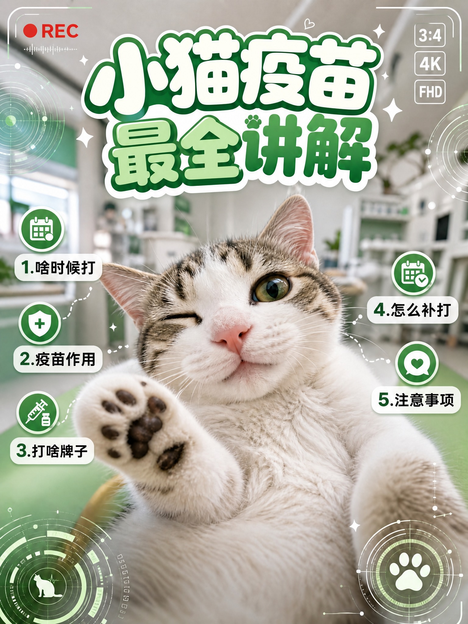 基于这张猫咪疫苗科普海报进行修改：保留整体构图、猫咪主体、顶部… - 图片创意预览