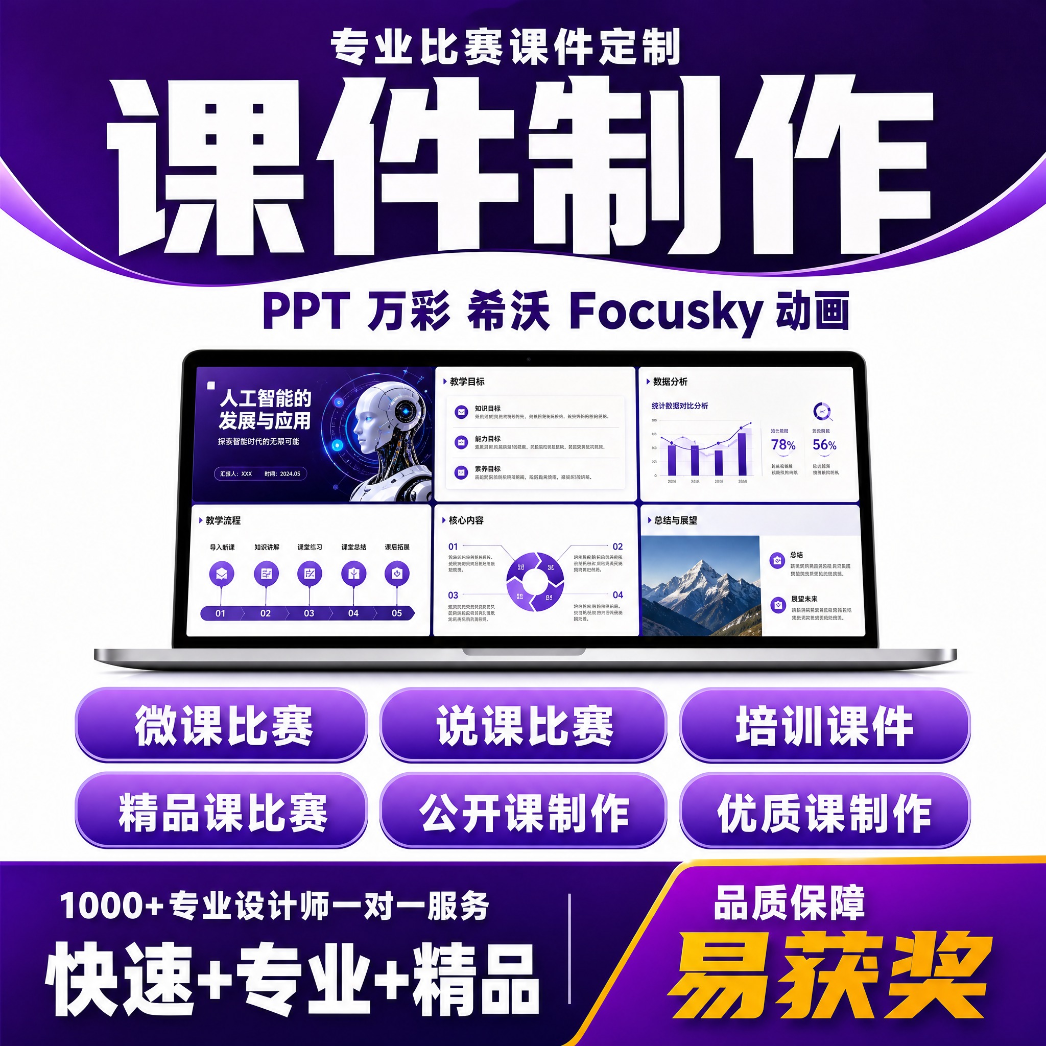 [主图-1] 服务主题与场景吸睛首图。课件制作定制服务主图，拼… - 图片创意预览