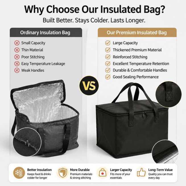 [Main image 5] Comparison with ordinary insulation bag, highlight the advantages of this product. Le预览效果