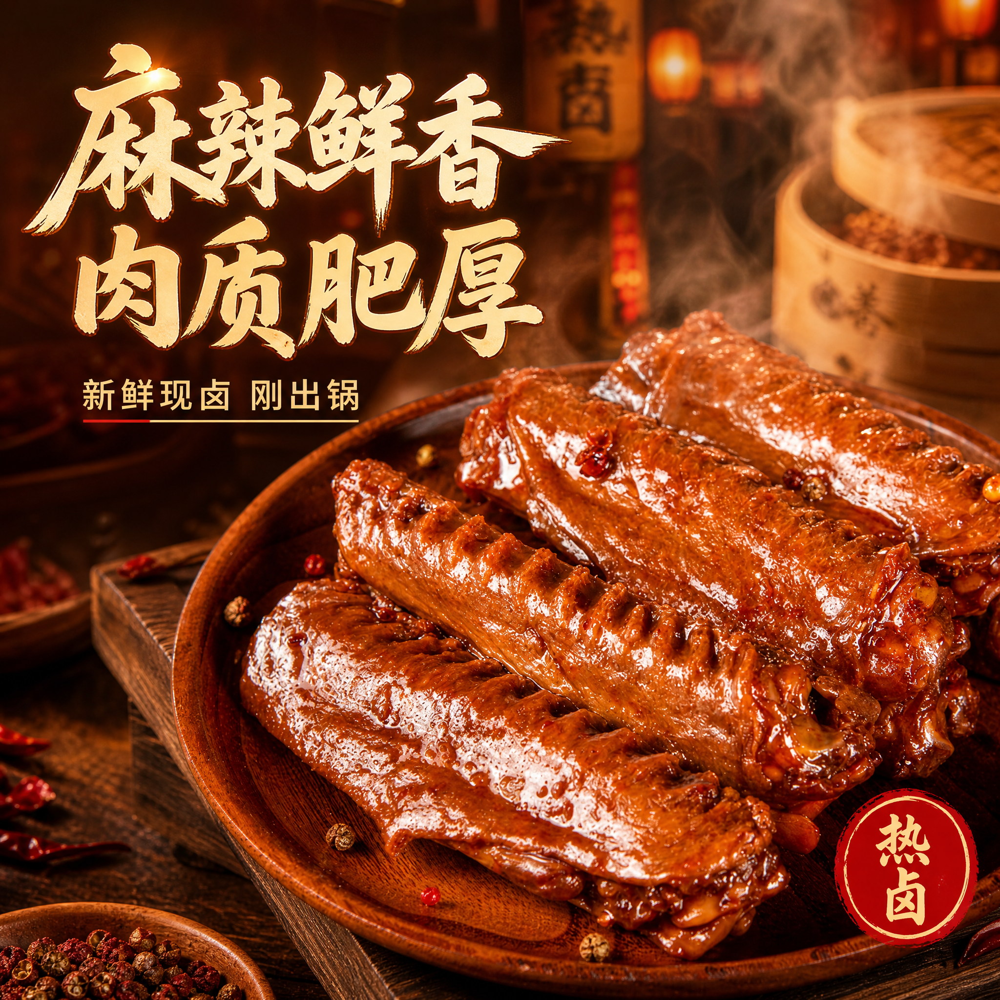 [主图-1] 麻辣鲜香卤鸭翅 首图点击率 诱惑食欲主题。 [统… - 图片创意预览