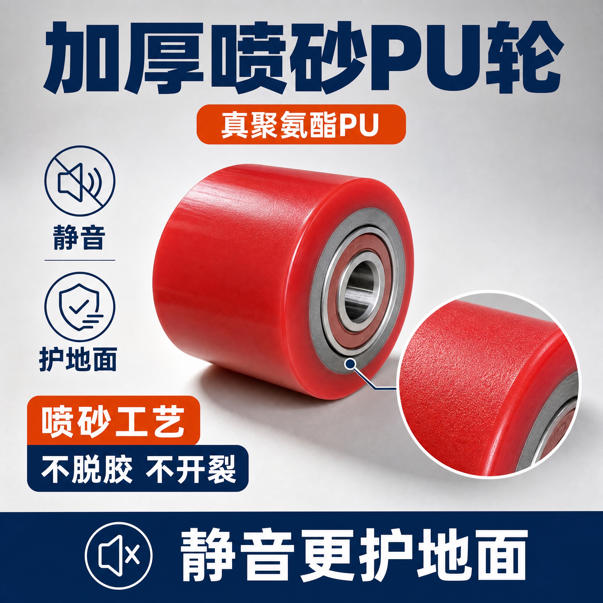 [主图-3] 主题：加厚喷砂PU轮材质工艺证明图，突出喷砂工艺… - 图片创意预览