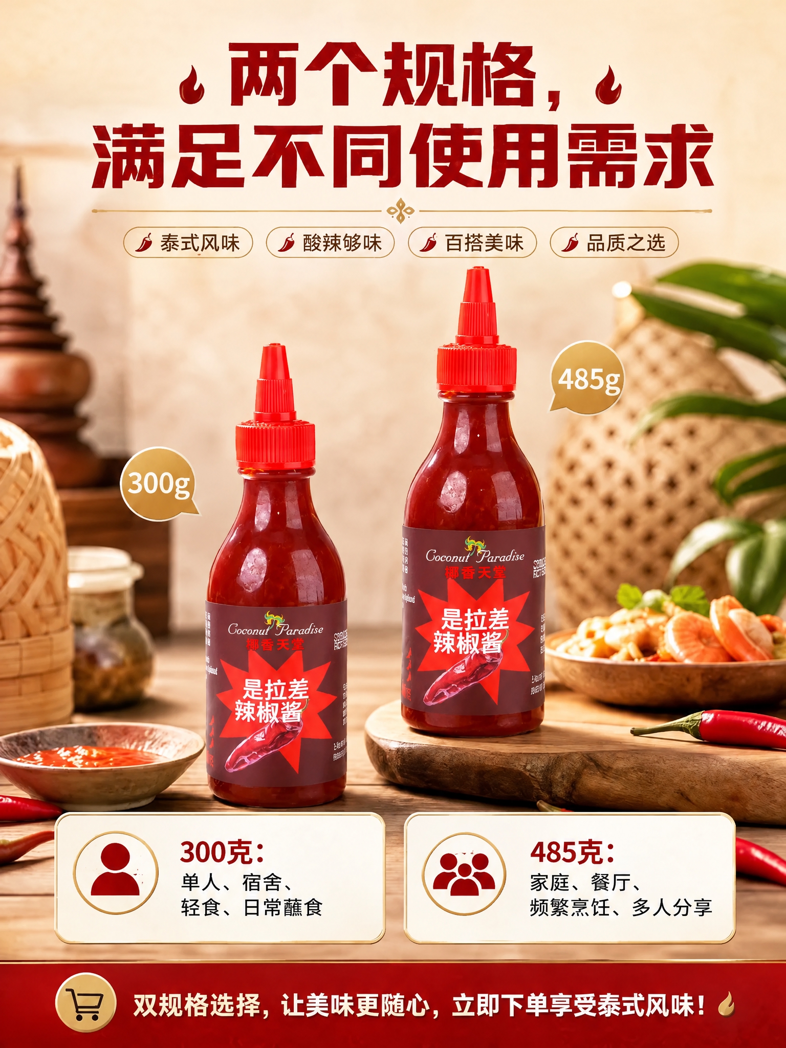 仅对这张电商详情图做局部修改，保持原有背景（泰式木雕、竹筒、木… - 图片创意预览