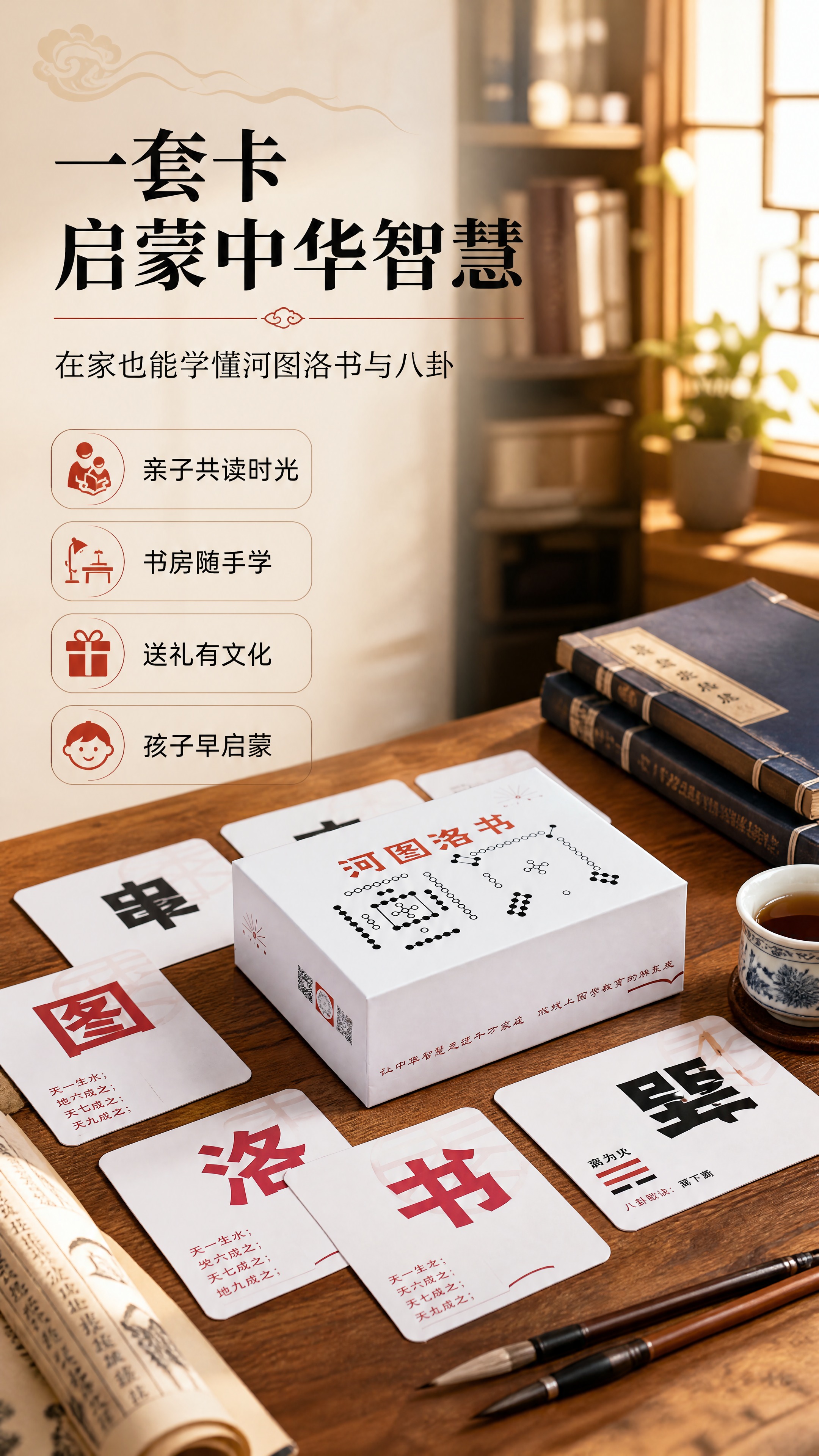 [商品] 使用【图1】河图洛书国学卡片套装，白色纸盒与学习卡片… - 图片创意预览