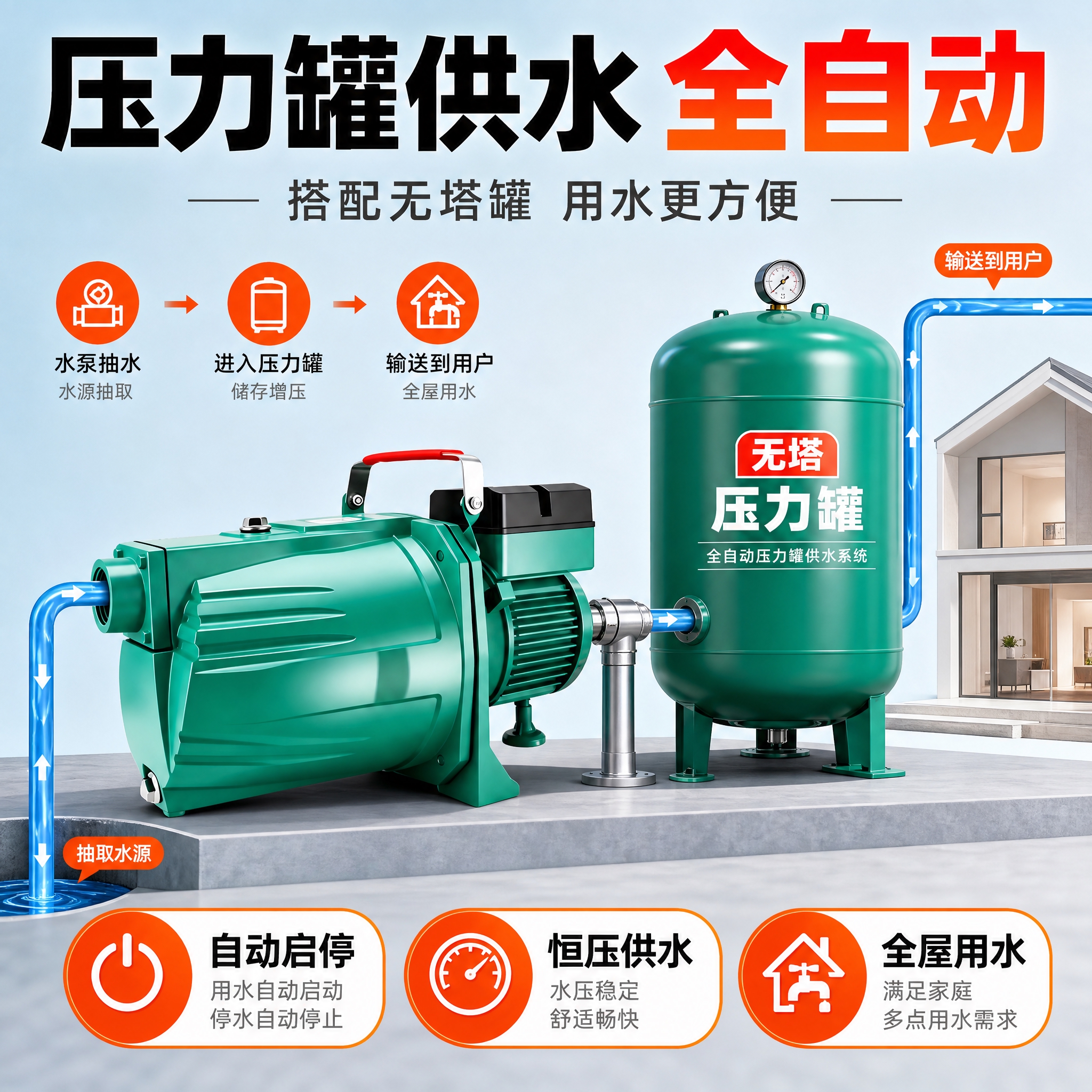 [主图-6] 压力罐供水场景图，展示压力罐无塔供水系统配套使用… - 图片创意预览