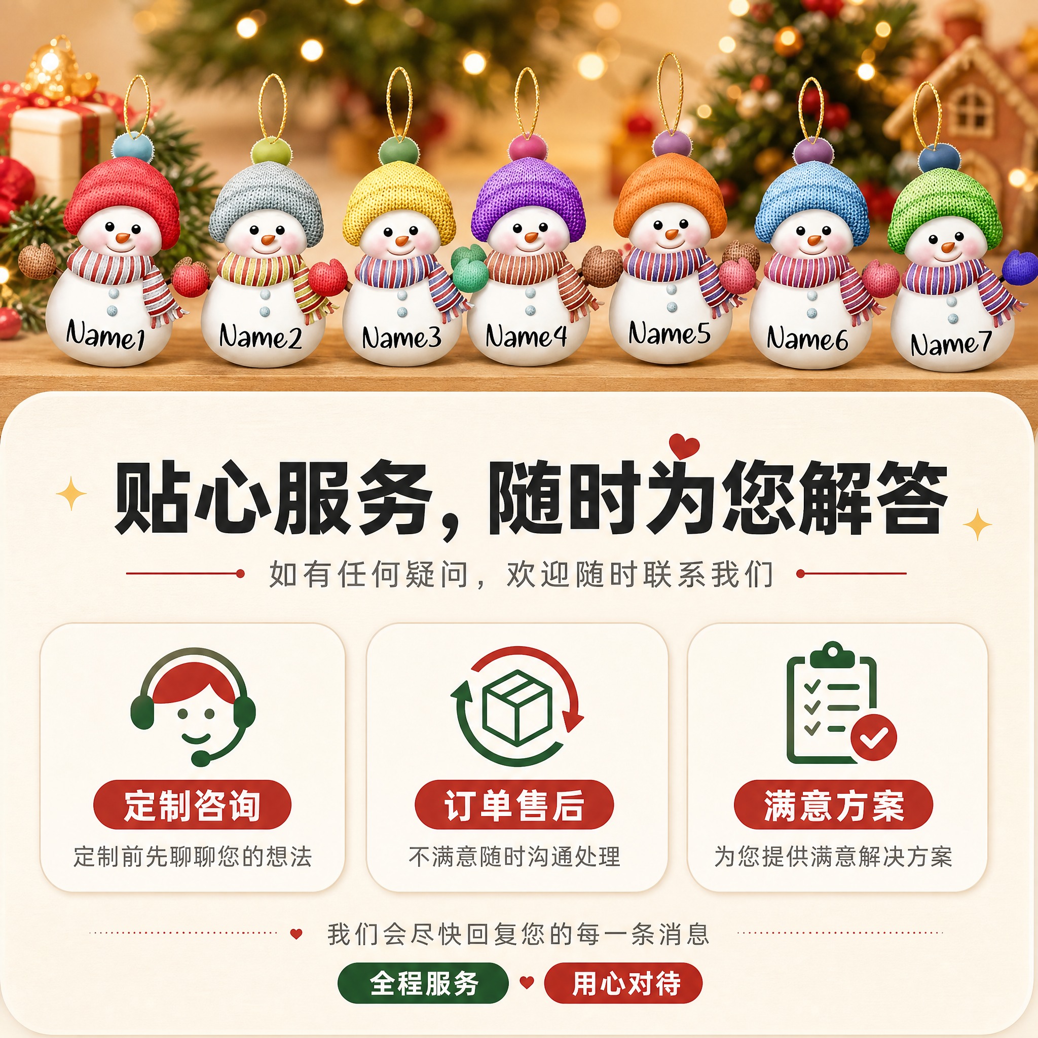 [重制] 圣诞雪人挂饰商品图重制为淘宝/天猫1:1主图第6张：… - 图片创意预览