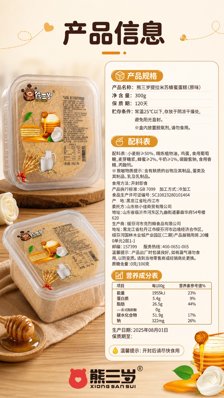 [商品] 使用【图1】【图4】熊三岁提拉米苏包装配料图；保留营… - 图片创意预览