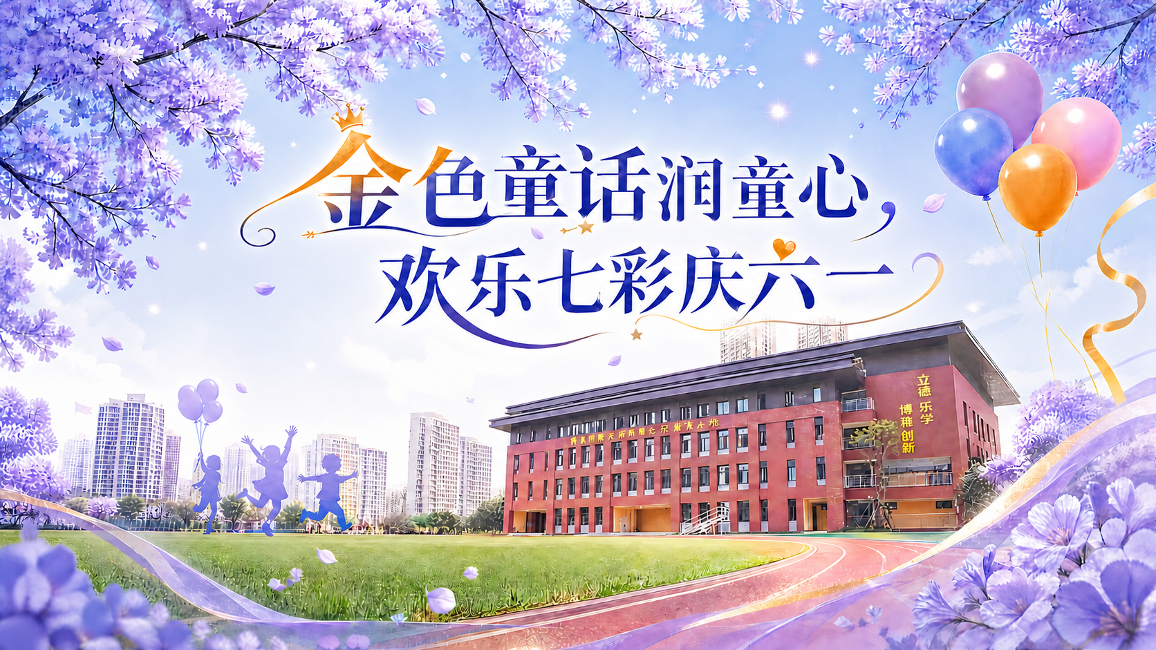 提升图片中文字‘金色童话润童心，欢乐七彩庆六一’的清晰度与锐度… - 图片创意预览