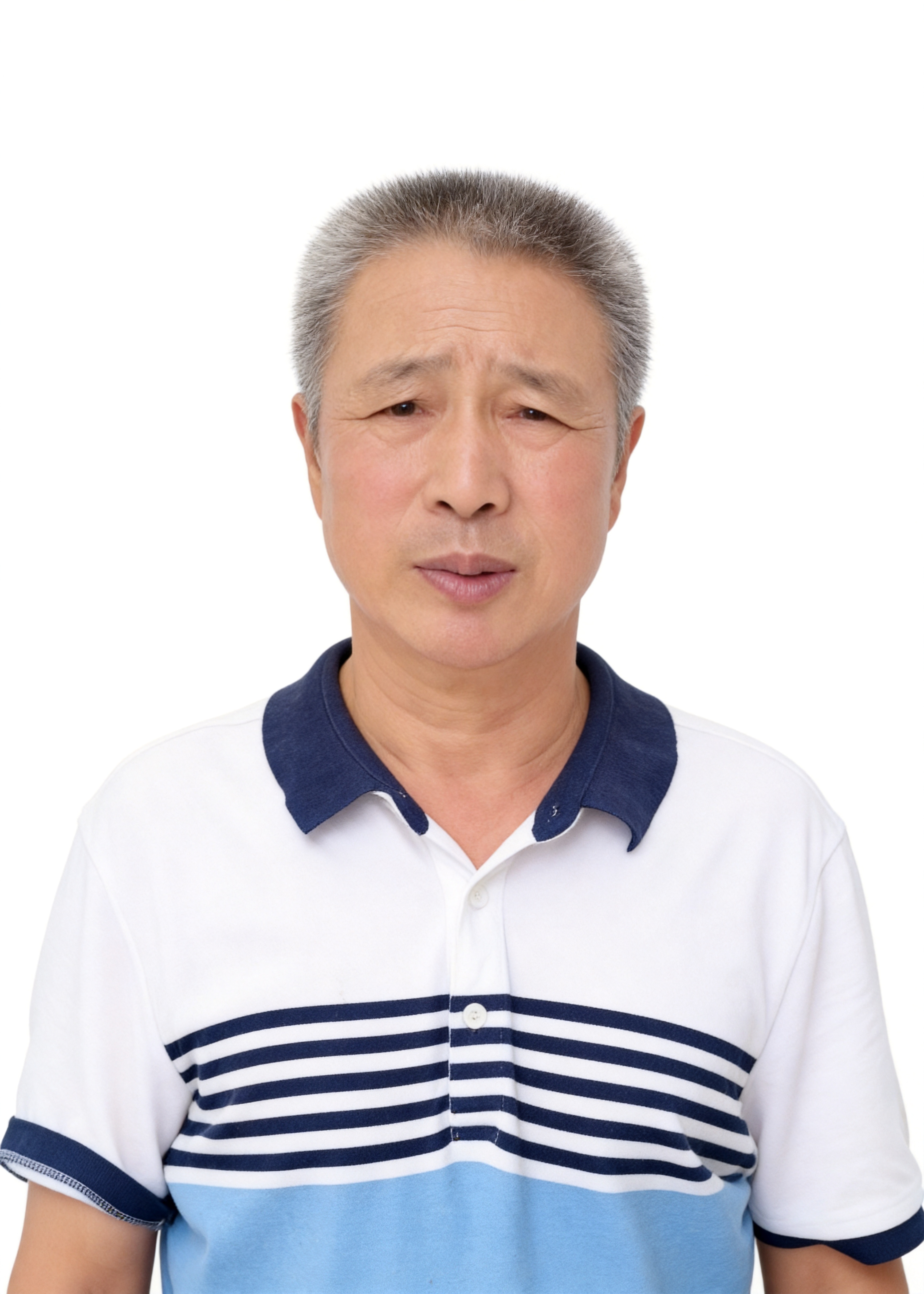 保留第一张图中人物发型、脸型、年龄特征生成标准样式纯正面证件照… - 图片创意预览