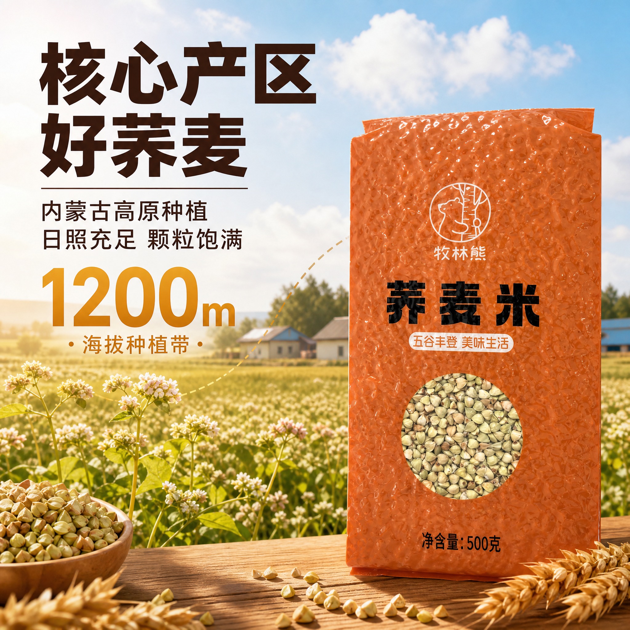[主图-2] 核心亮点与溯源 荞麦米产地品质信任主图 [统一基… - 图片创意预览